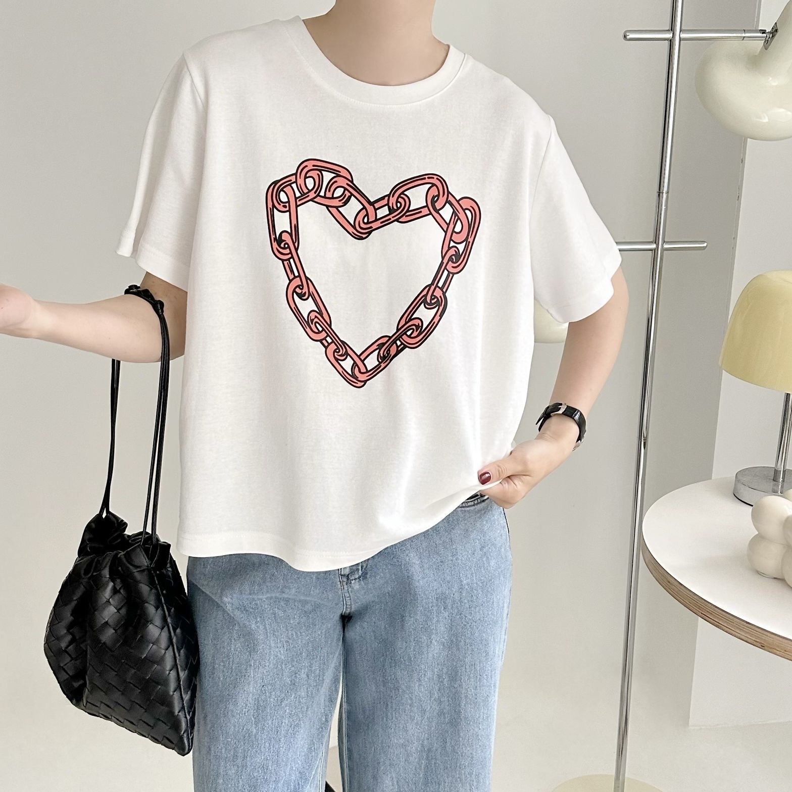 【BONNIE】鎖鏈心心短袖TOP