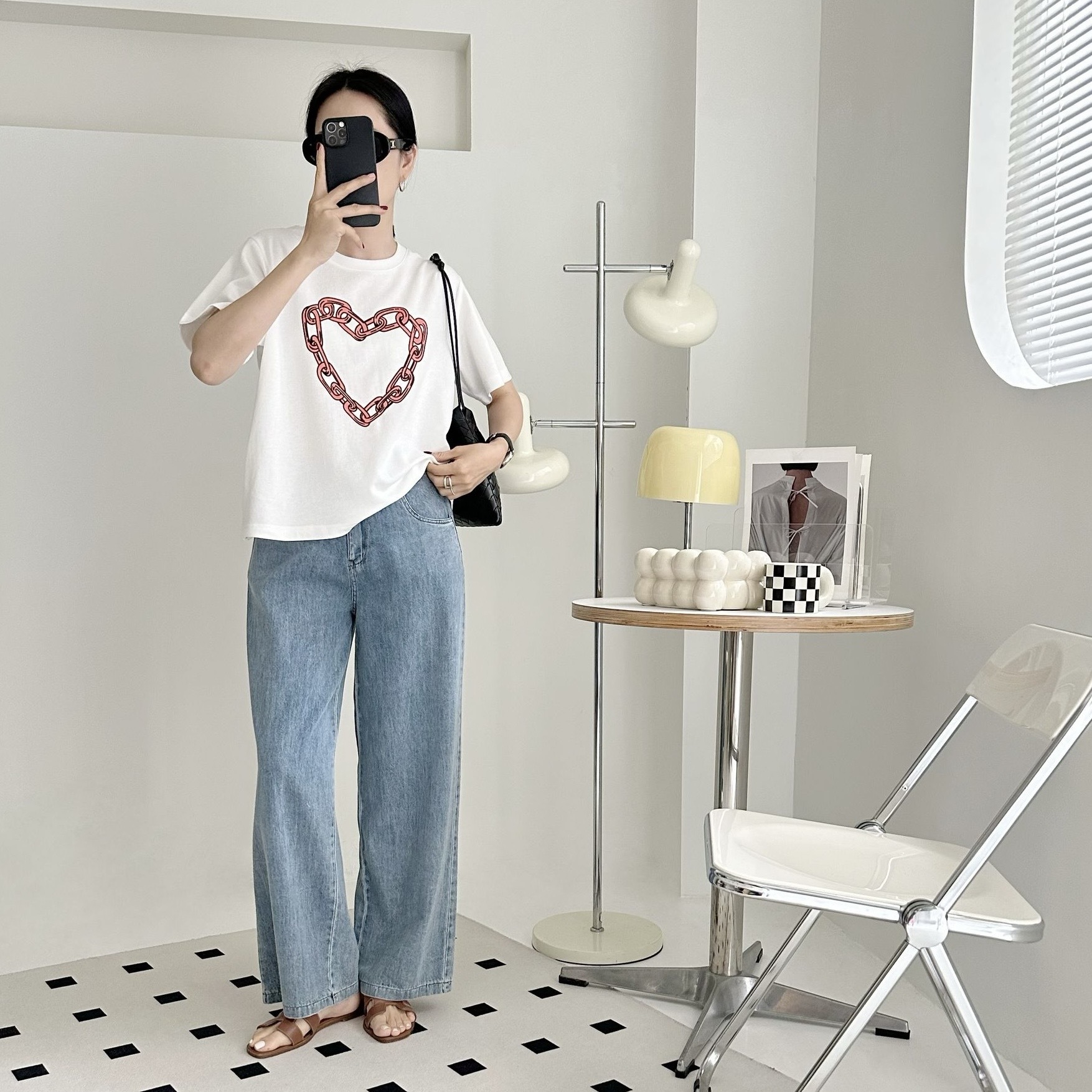 【BONNIE】鎖鏈心心短袖TOP