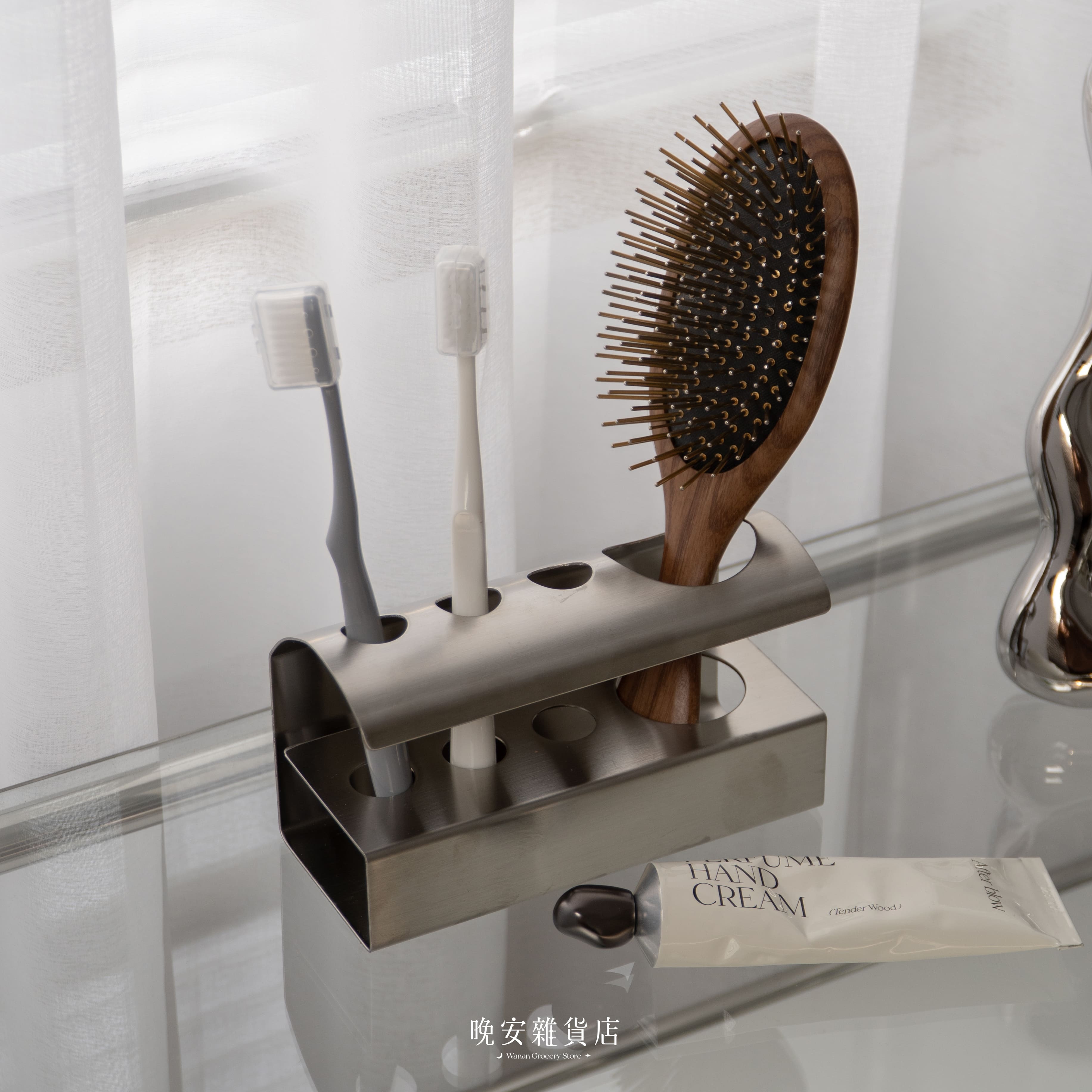 【極簡線條設計】不鏽鋼四孔牙刷牙膏架