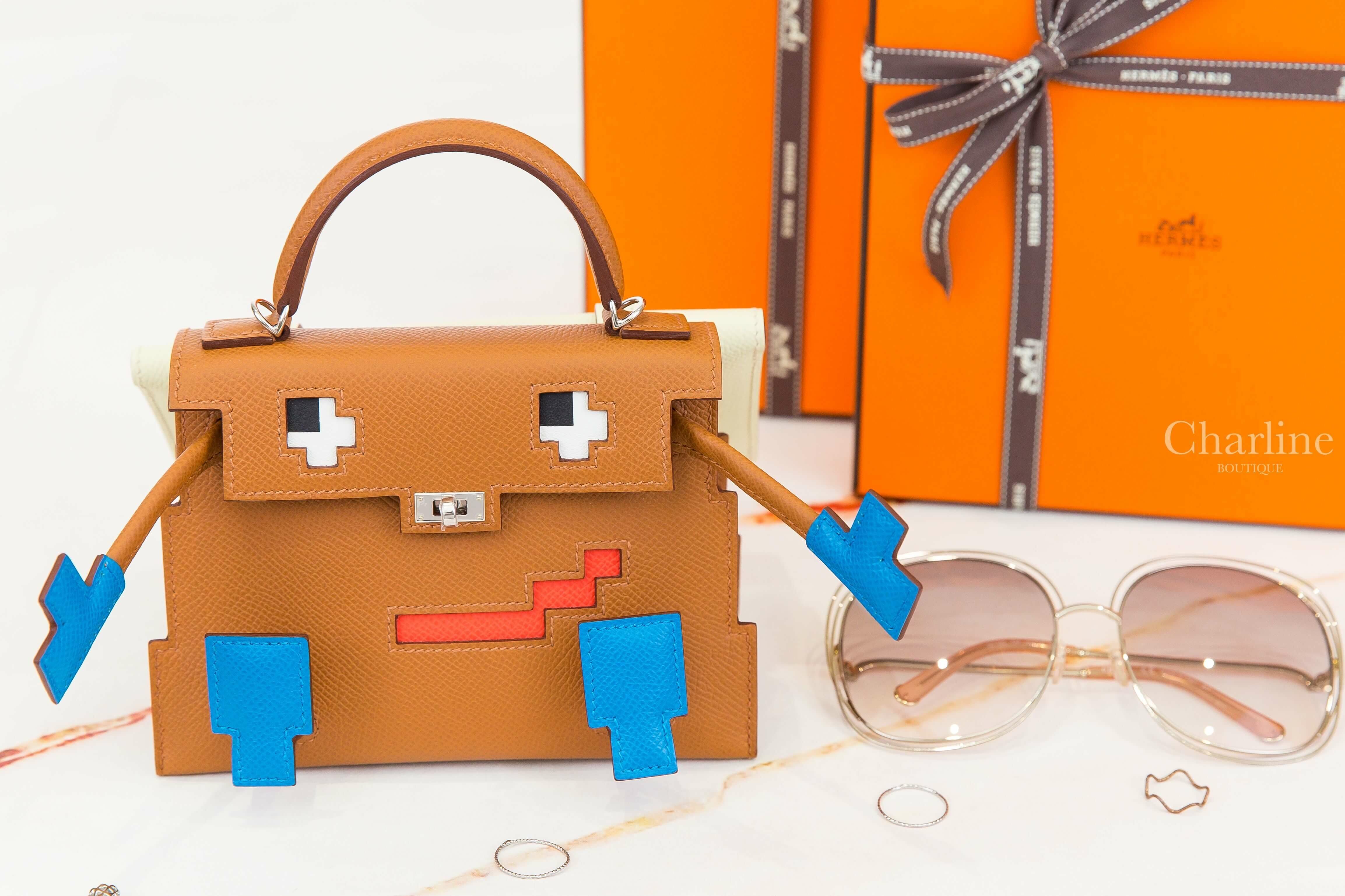 Hermès Kellydole Picto Veau Epsom AP 37 Gold 焦糖色銀釦手提肩背包-Charline Boutique 精品代購