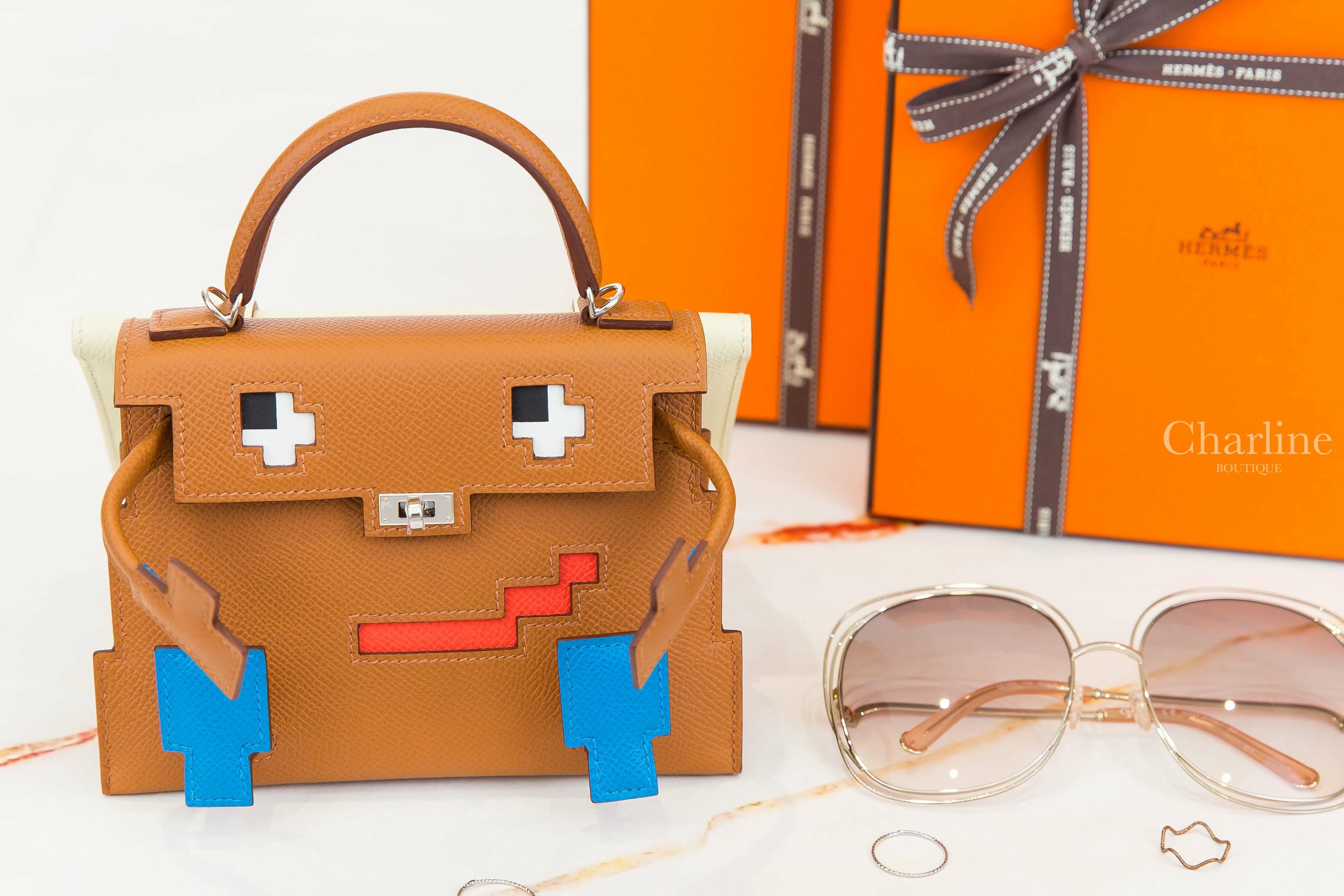 Hermès Kellydole Picto Veau Epsom AP 37 Gold 焦糖色銀釦手提肩背包-Charline Boutique 精品代購