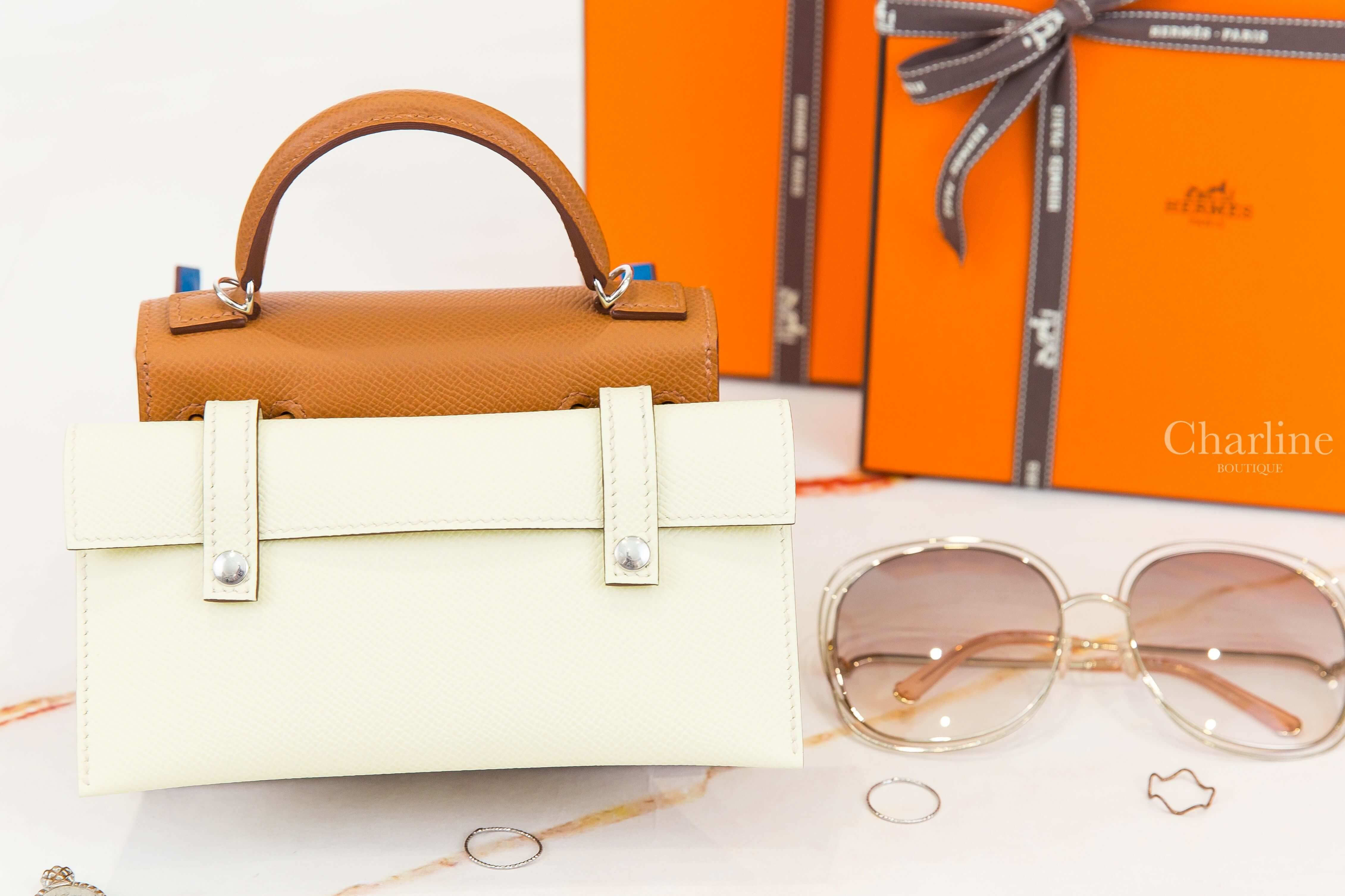 Hermès Kellydole Picto Veau Epsom AP 37 Gold 焦糖色銀釦手提肩背包-Charline Boutique 精品代購