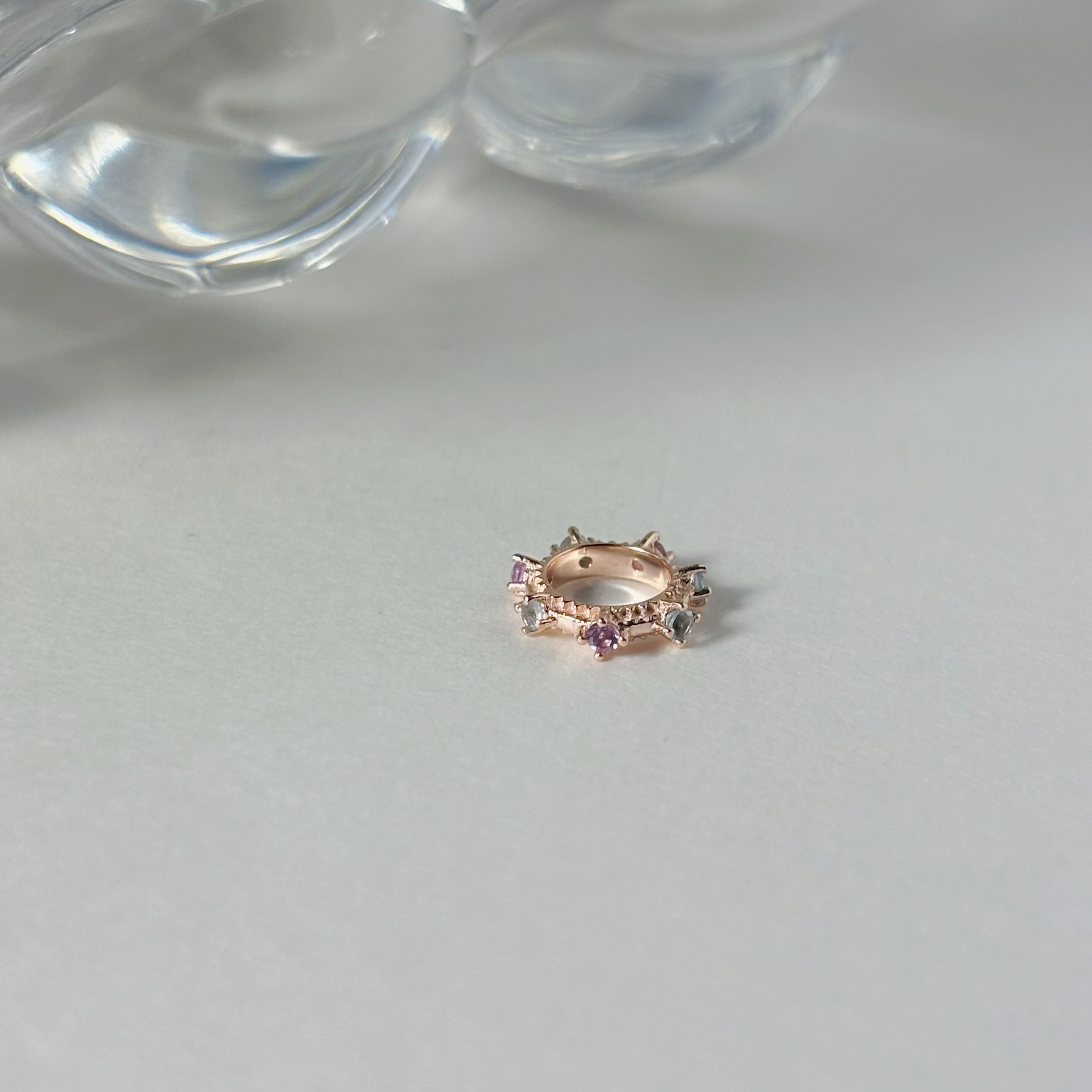 整圈滾邊小四爪紫水晶托帕石圈圈串飾