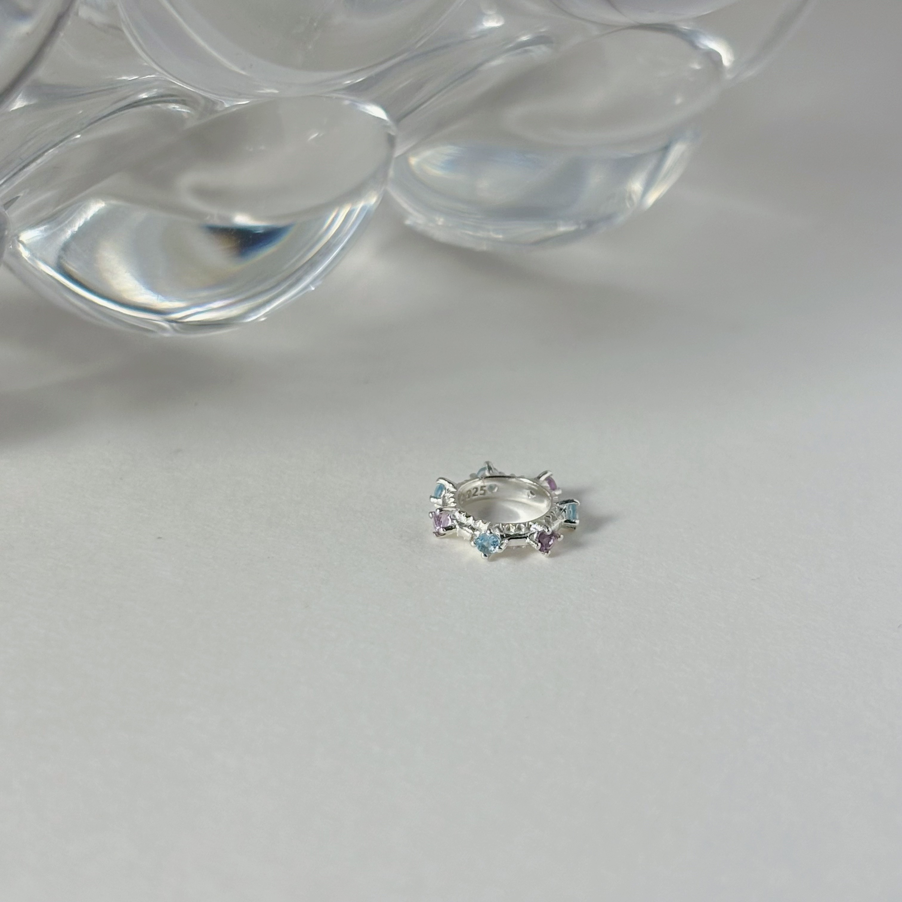 整圈滾邊小四爪紫水晶托帕石圈圈串飾