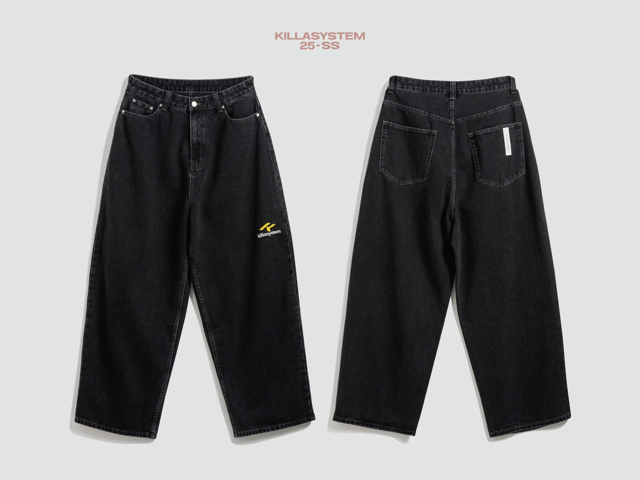 KILLASYSTEM 25S/S WASHED BAGGY DENIM  黑牛仔 水洗 直筒寬褲