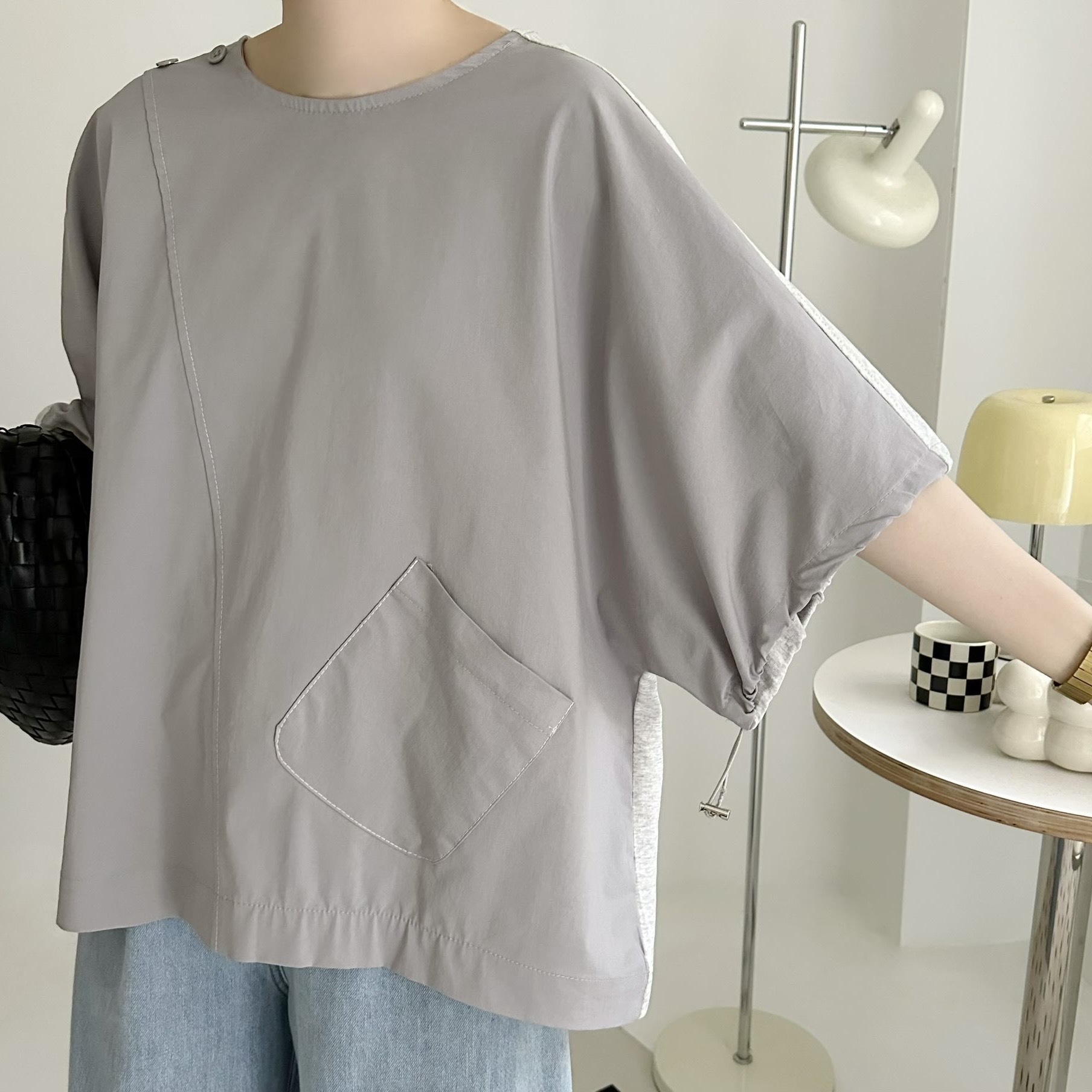 【BONNIE】斜袋手袖索繩TOP