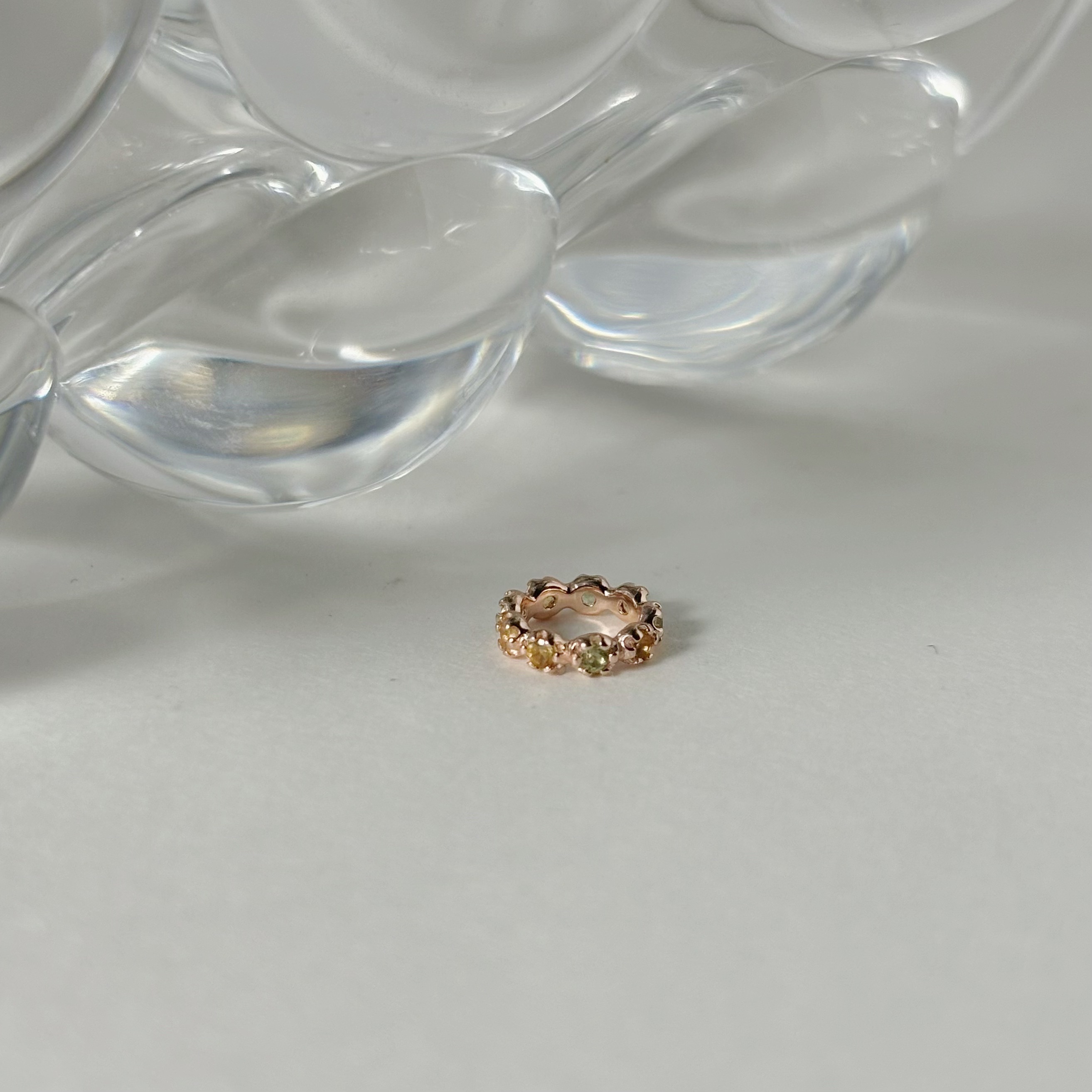 整圈小花橄欖石黃水晶圈圈串飾