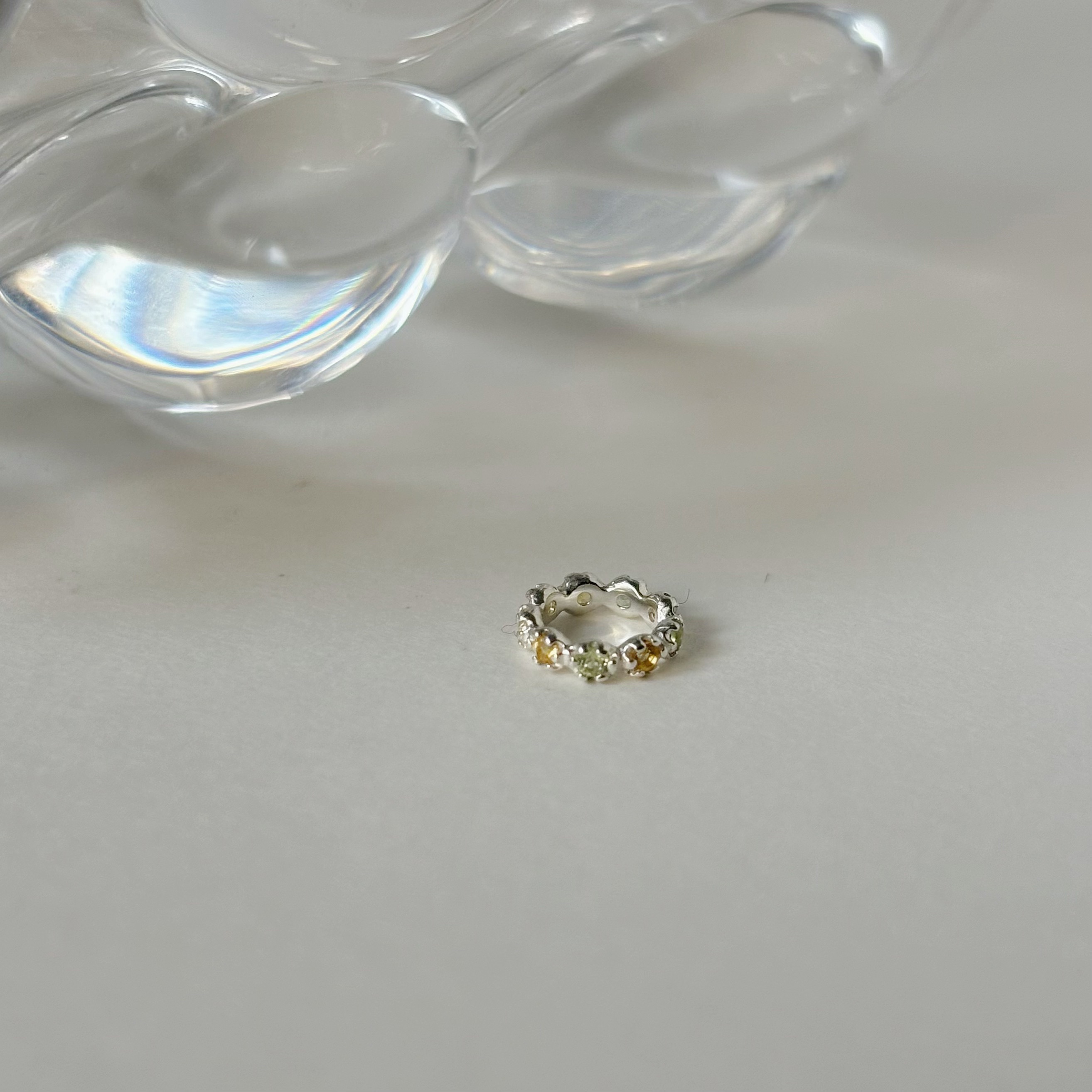 整圈小花橄欖石黃水晶圈圈串飾