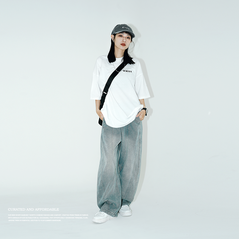 剪裁裁縫圓弧彎刀牛仔褲 彎刀褲