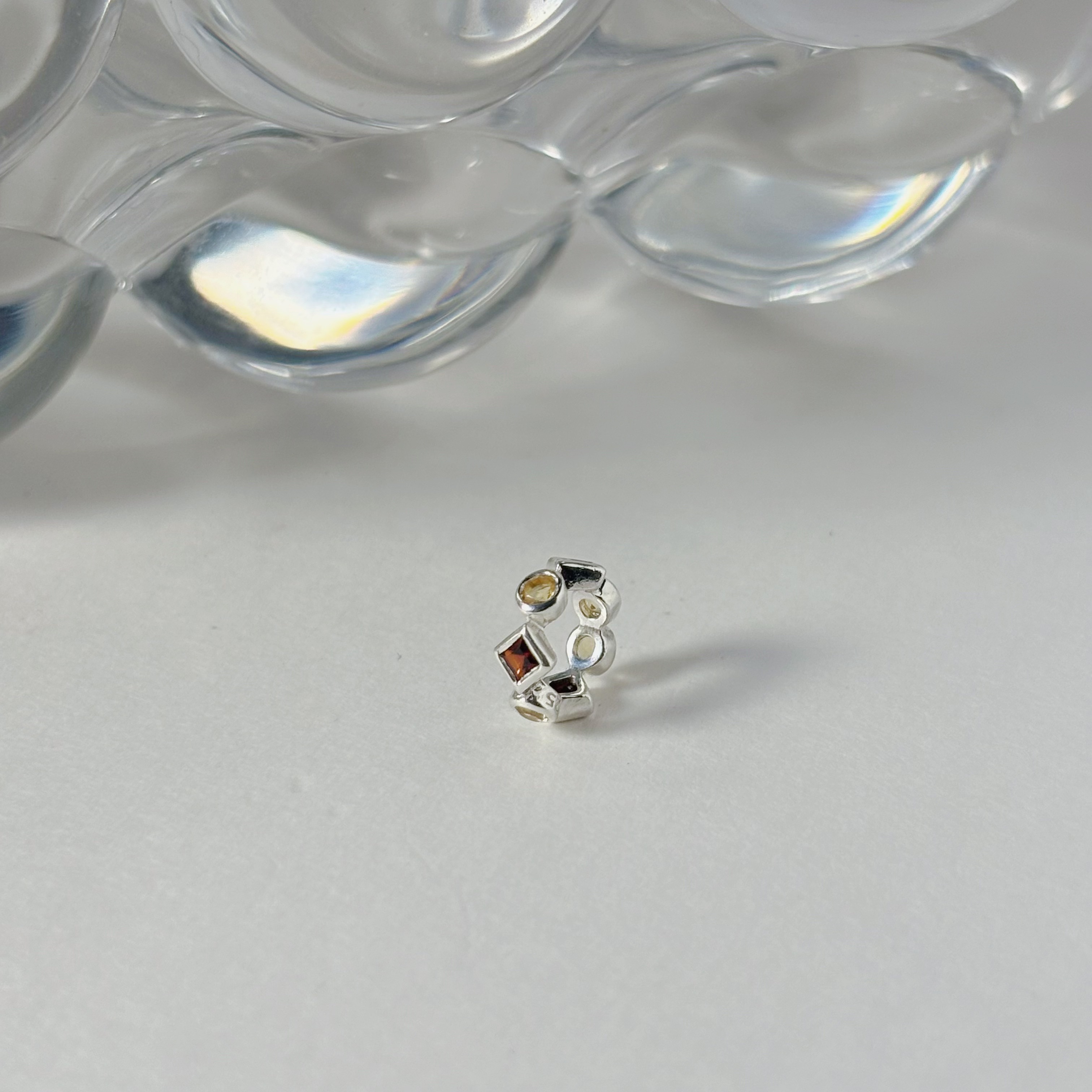 整圈圓菱黃水晶石榴石圈圈串飾