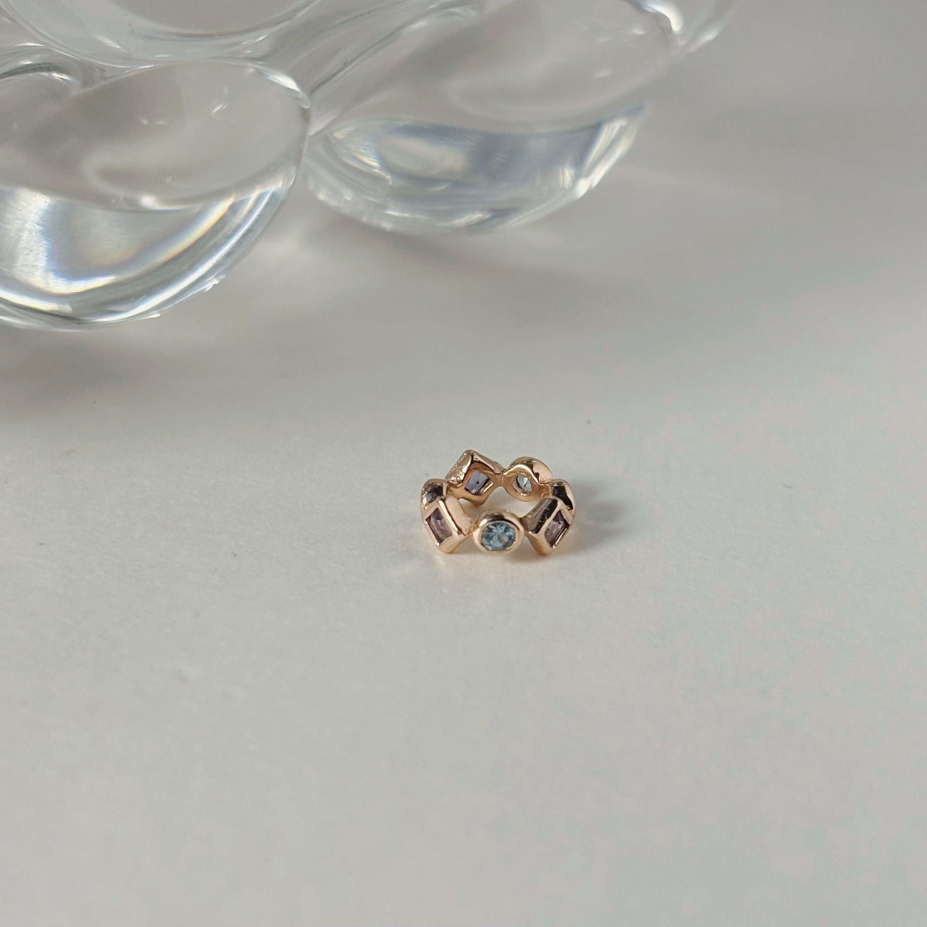 整圈圓菱托帕菫青石圈圈串飾