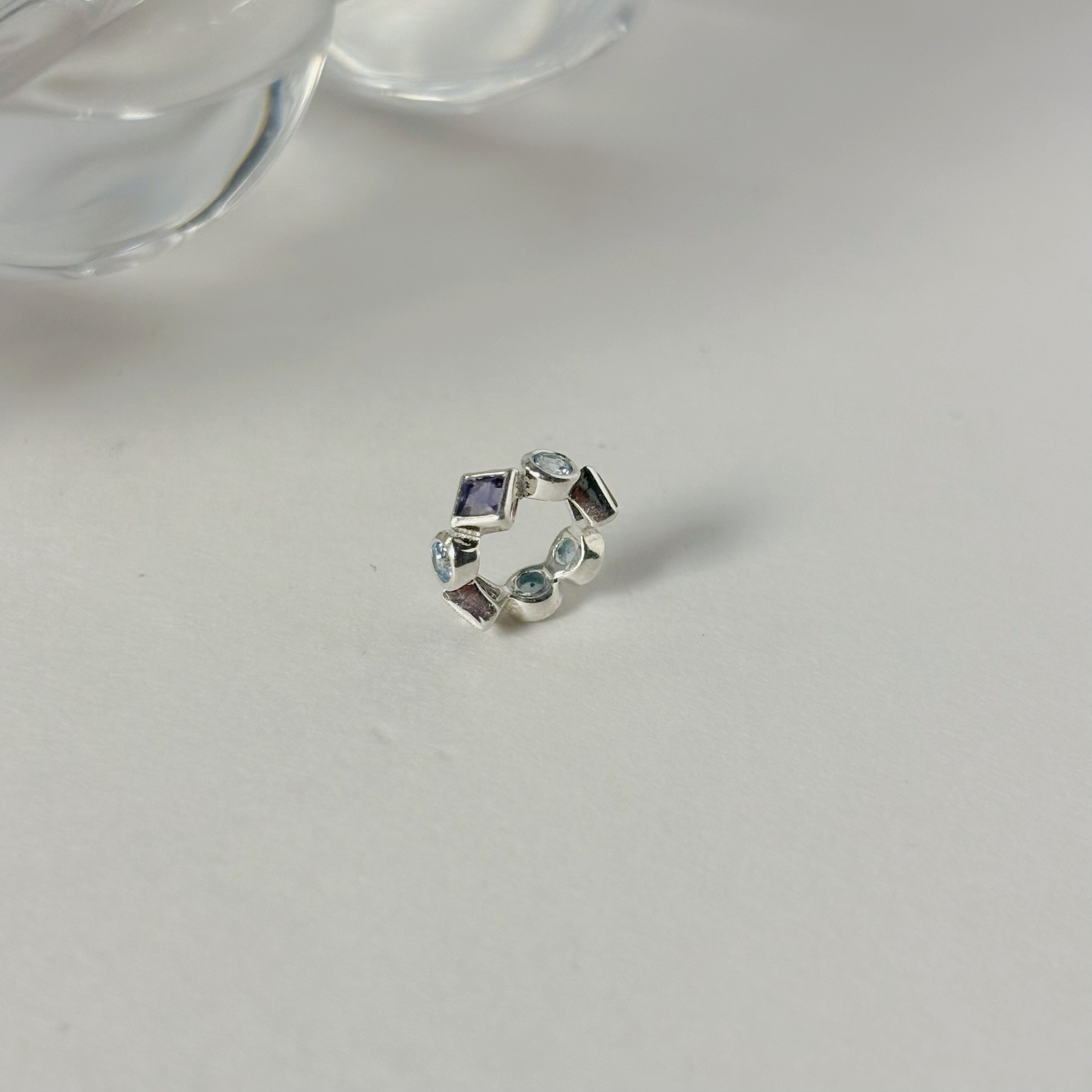 整圈圓菱托帕菫青石圈圈串飾