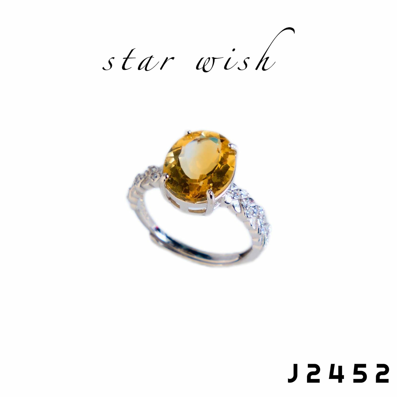 Star Wish Jewellery 925銀 黄水晶戒指- J2452