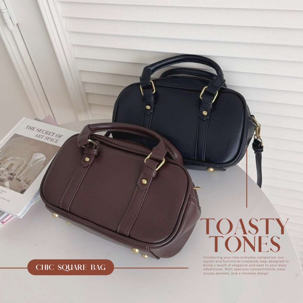 （現貨）售完不補 韓系美拉德風 復古保齡球包 方包 波士頓包 BAG13