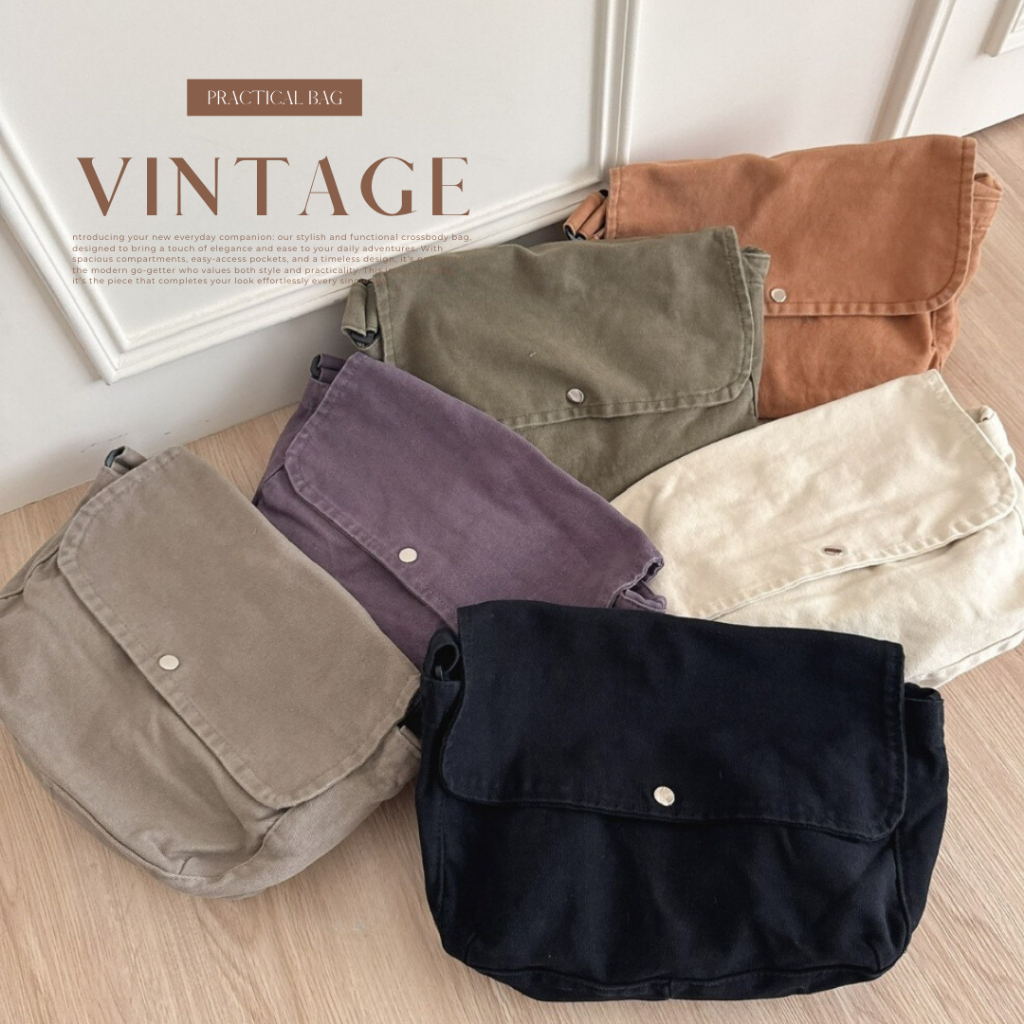 （現貨）韓系 復古風 做舊翻蓋 側背包 郵差包 BAG15