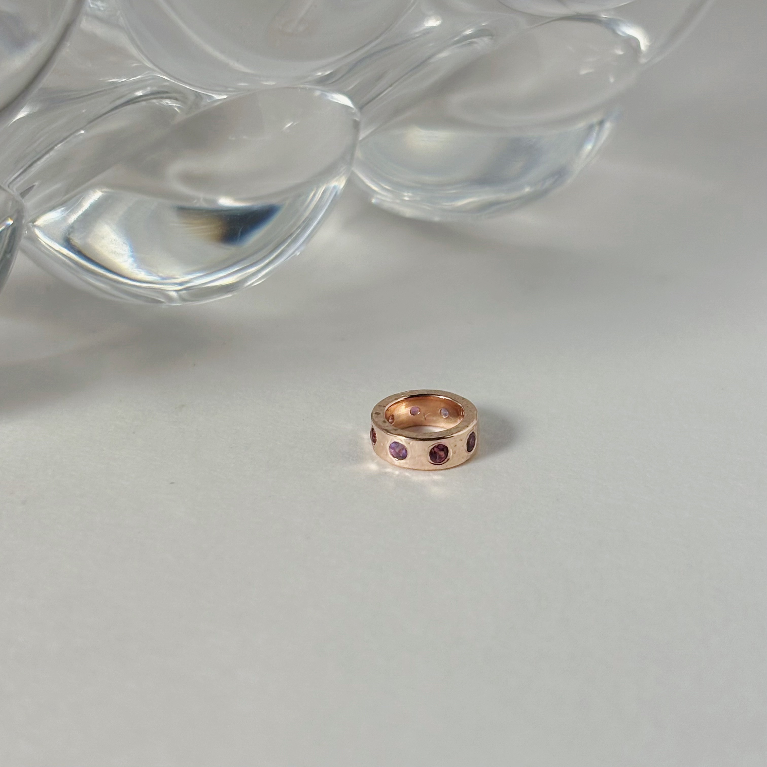 整圈手感氣泡玫瑰石榴紫水晶圈圈串飾