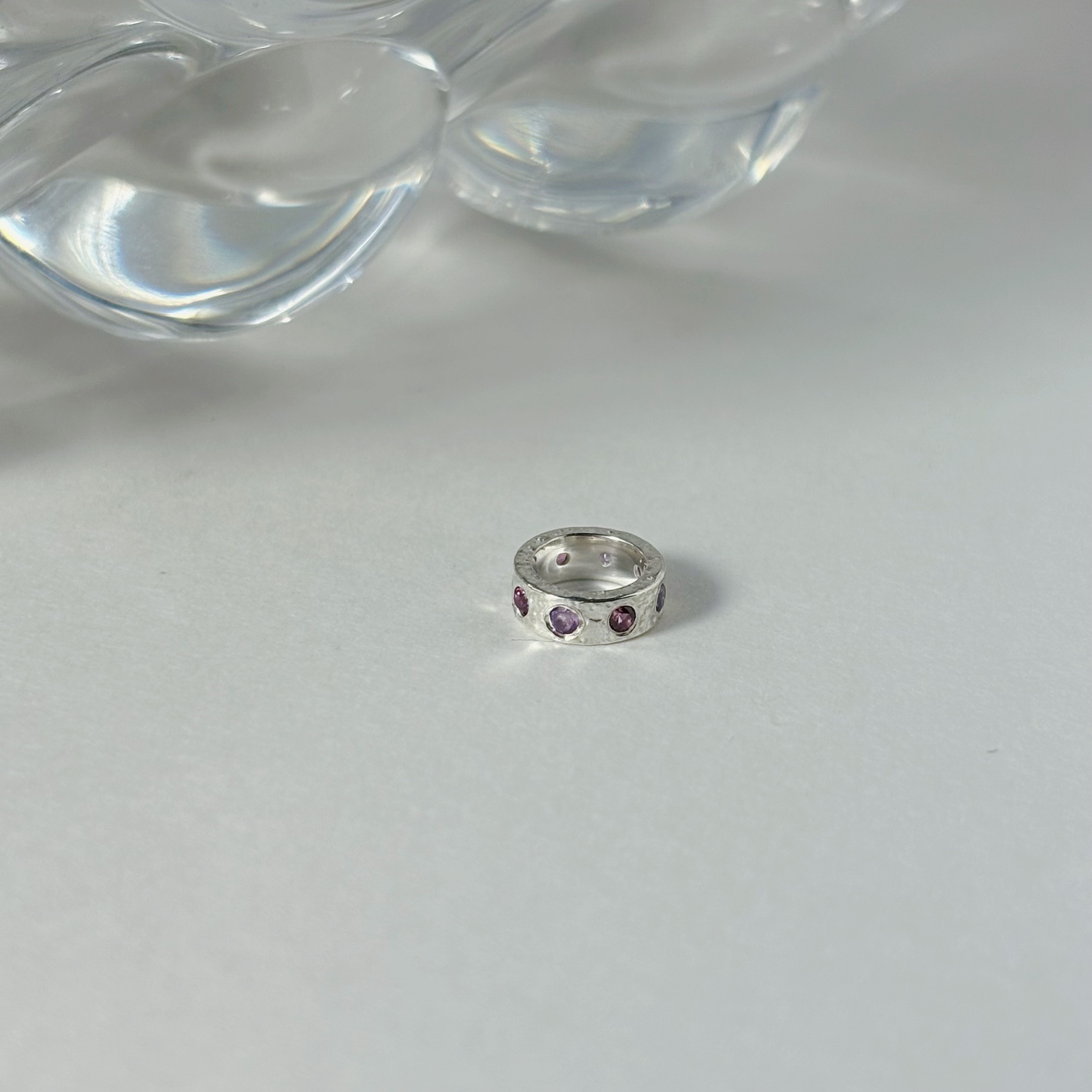 整圈手感氣泡玫瑰石榴紫水晶圈圈串飾