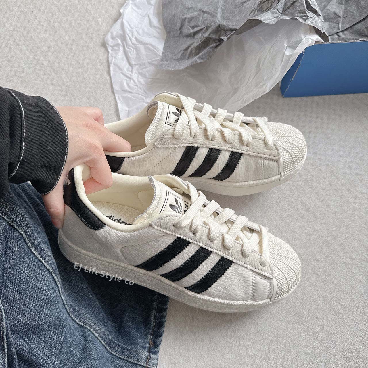 ADIDAS SUPERSTAR 2.0 貝殼頭 愛迪達 三葉草 馬毛 奶油白黑 女鞋 JQ7418 / 調貨