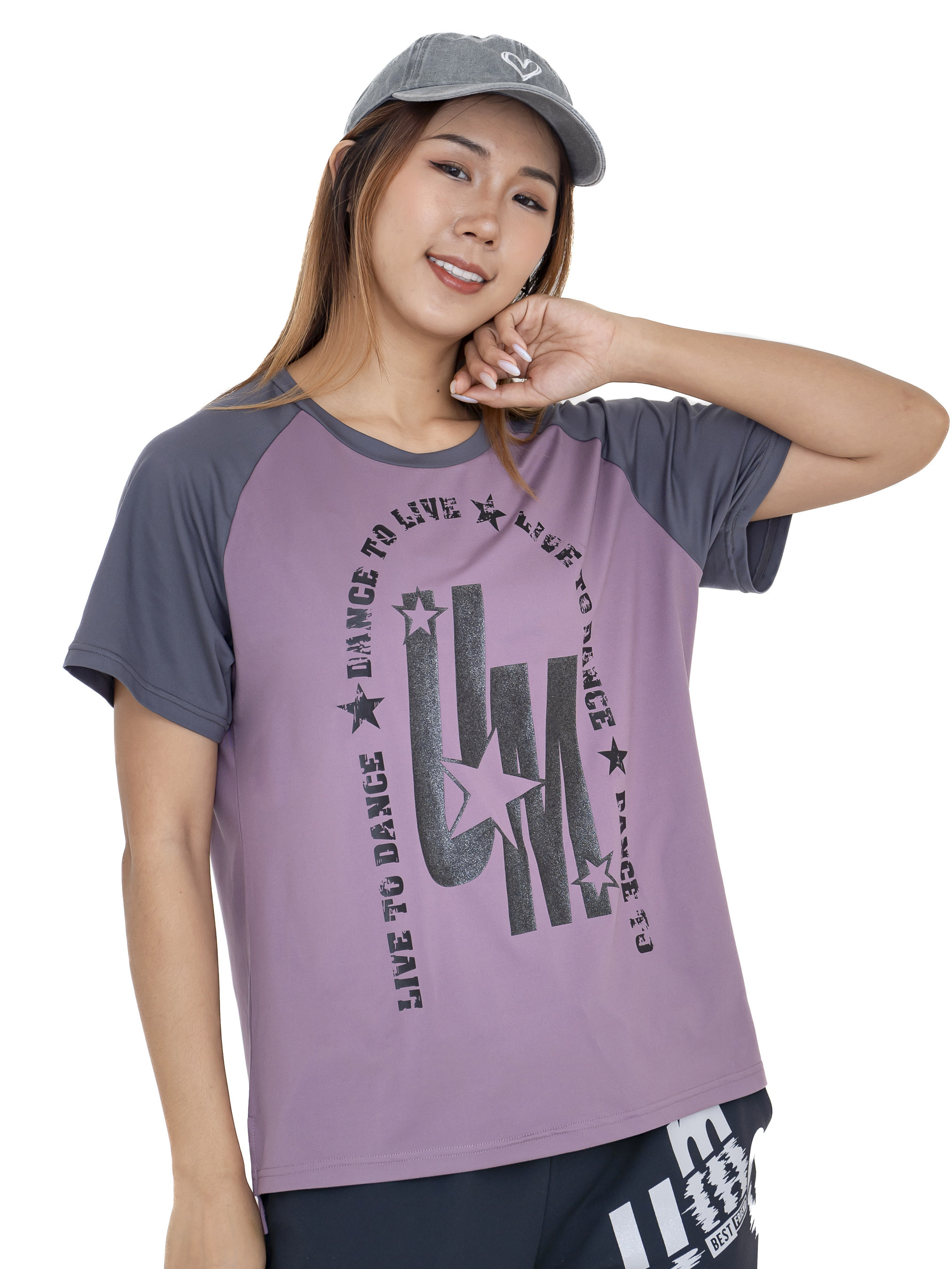 拉克蘭袖潮T  灰紫 S0030P M/L