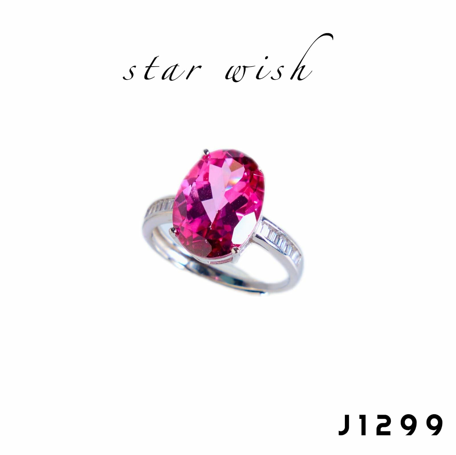 Star Wish Jewellery 925銀 粉托帕戒指- J1299