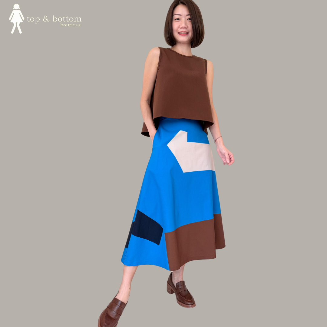 COLOUR BLOCK MIDI SKIRT