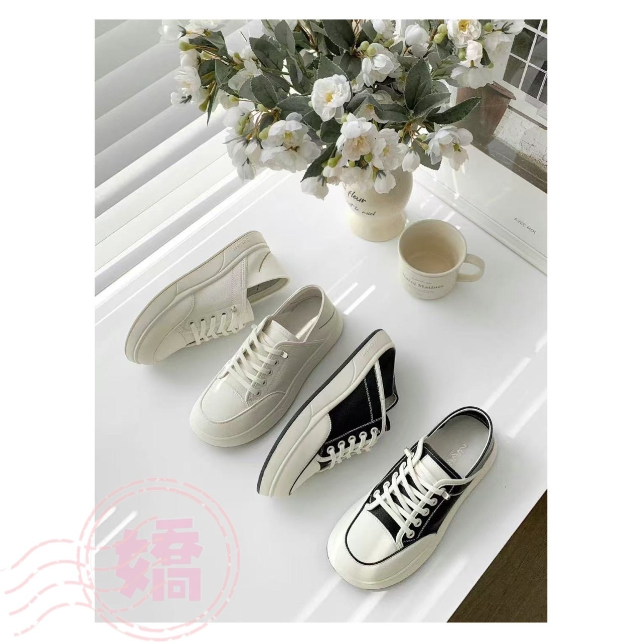 K19010可採腳跟羊皮休閒鞋(黑'白)(230'235'240'245'250)