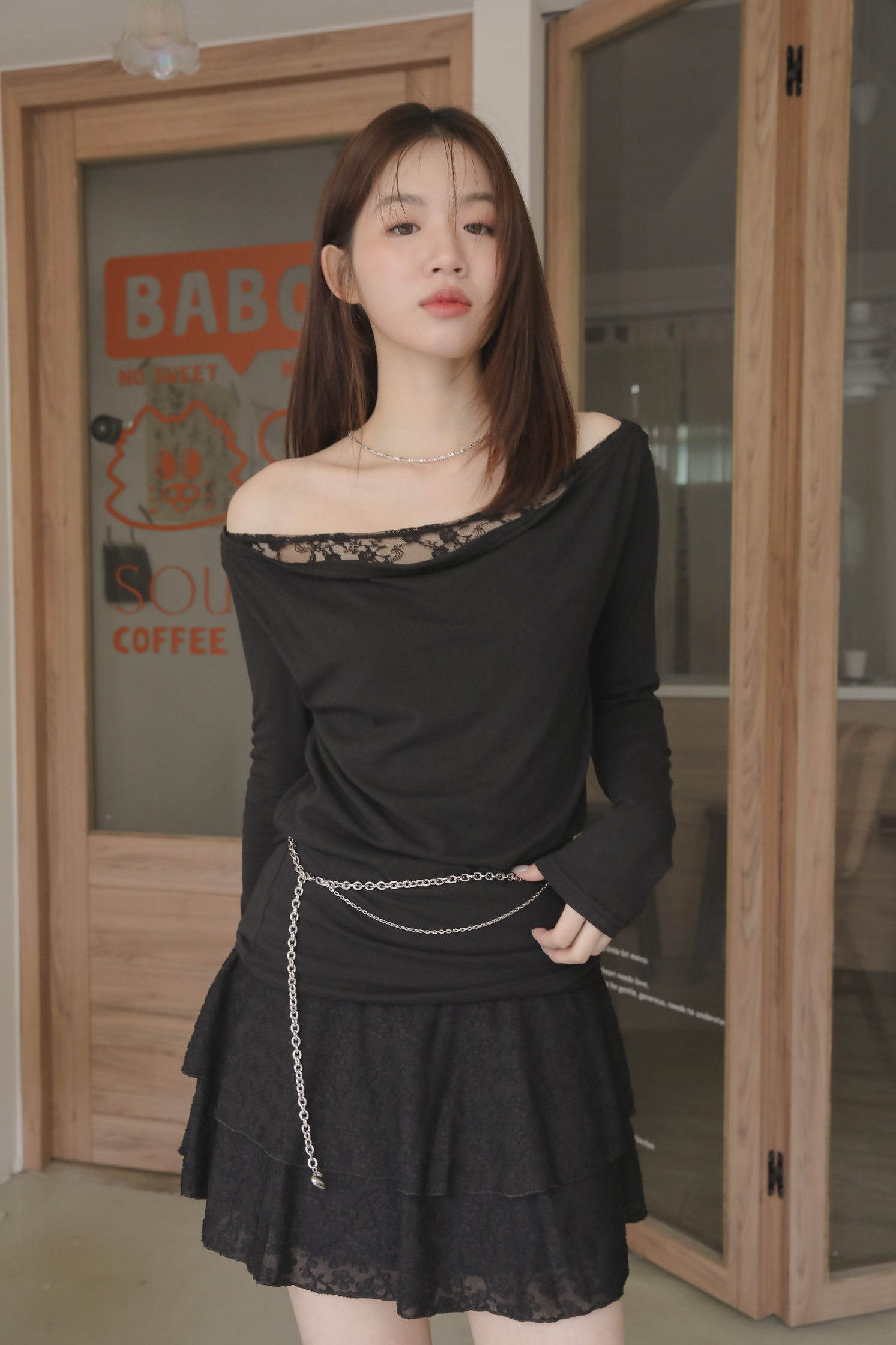 Lace Drape Tee #長袖