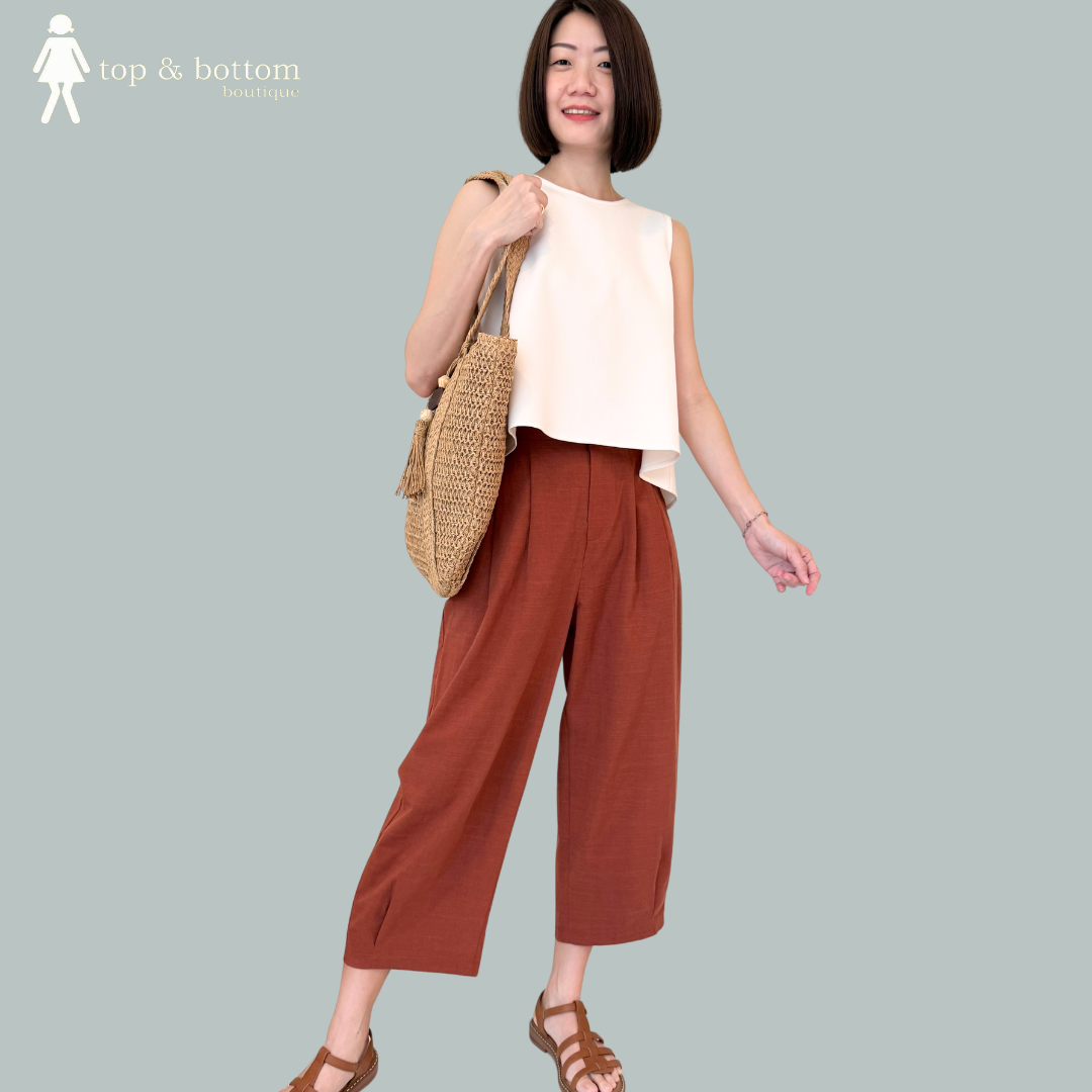 HIGH WAIST SOFT LINEN ANKLE PANT