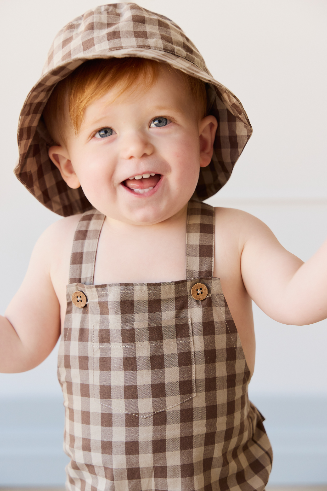 【預購】JAMIE KAY - Organic Cotton Bucket Hat （Gingham Shitake）