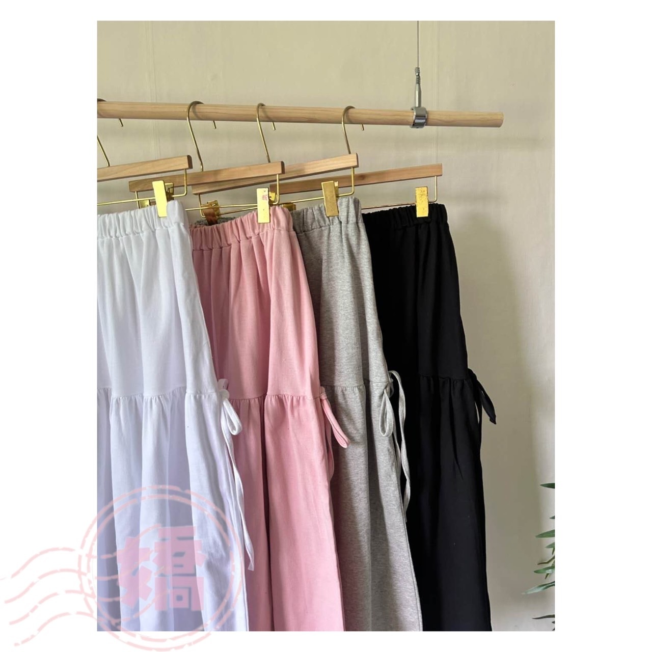 K07013蝴蝶結蛋糕棉質下身裙(黑'灰'粉'白)