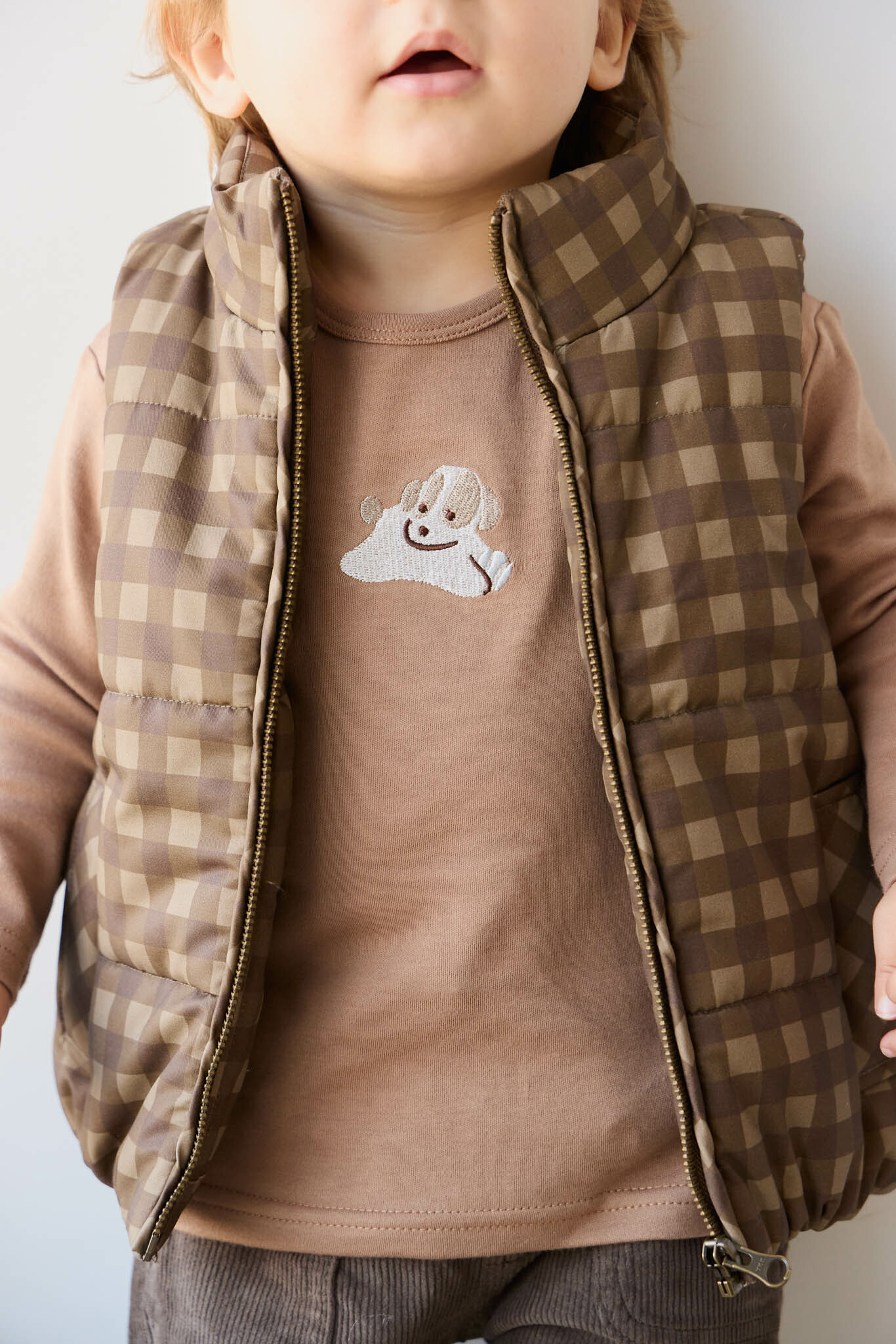 【預購】JAMIE KAY - Rudi Puffer Vest （Gingham Shitake）