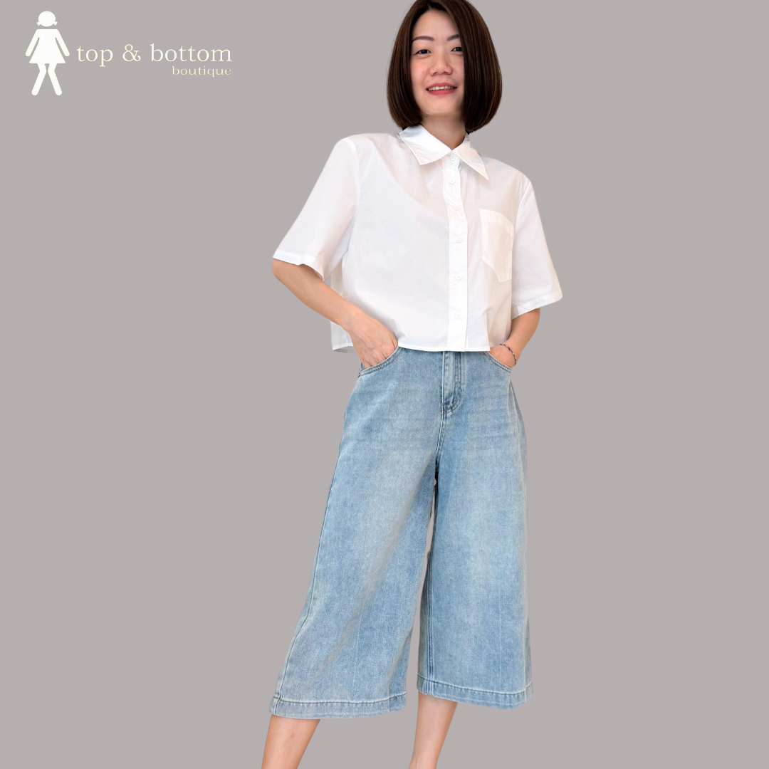 HIGH WAIST DENIM WIDE LEG PANT