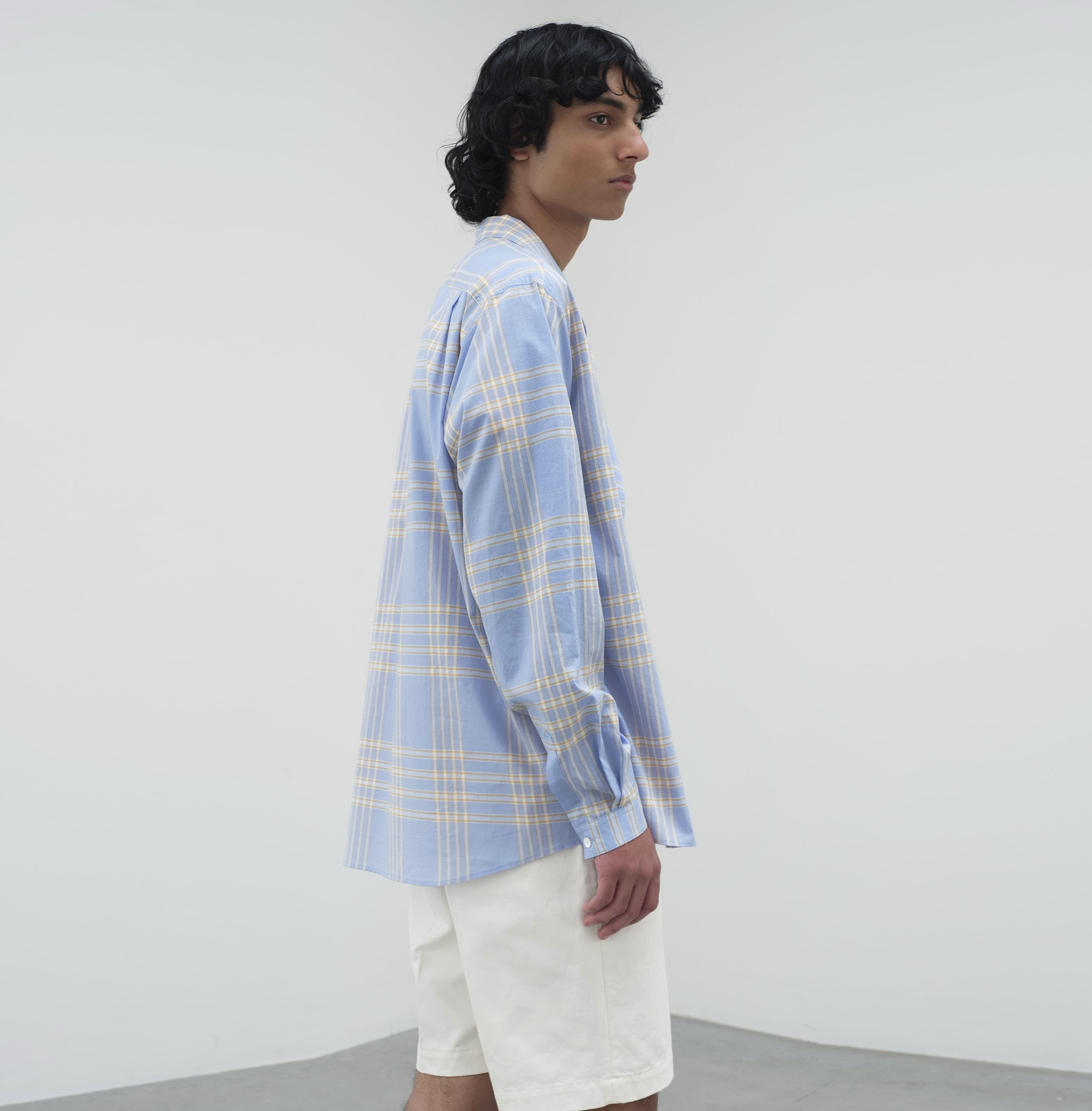 AURALEE 2025 S/S WASHED FINX TYPEWRITER CHECK P/O SHIRT - PRE ORDER ITEM (預訂中)