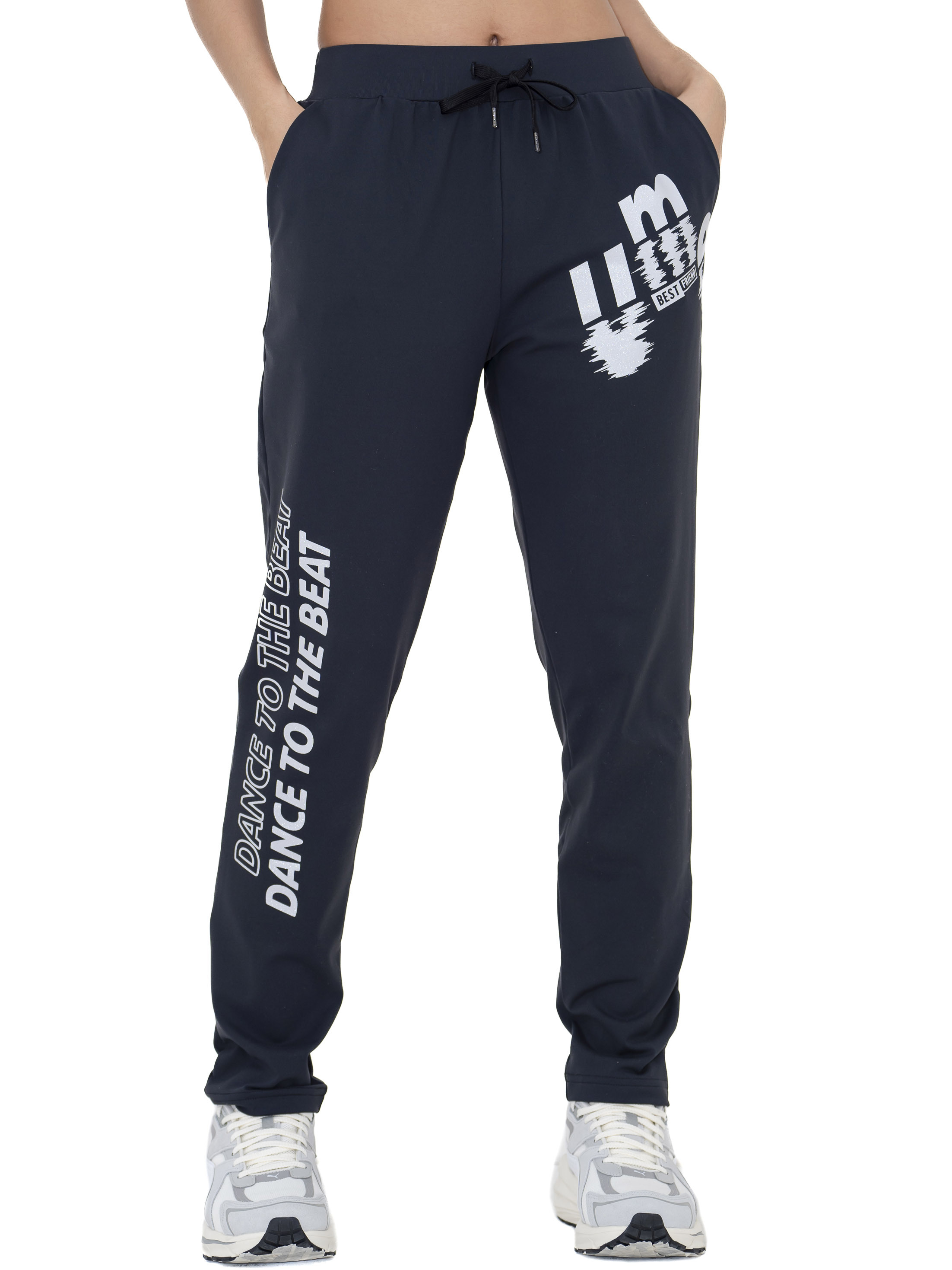 印花哈倫運動長褲 黑 T0028B