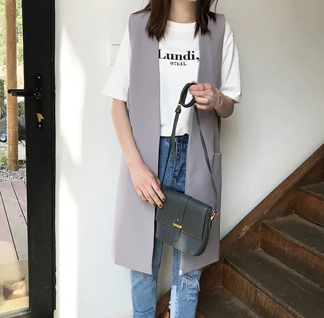 春 長版休閒感西裝背心-兩色預購