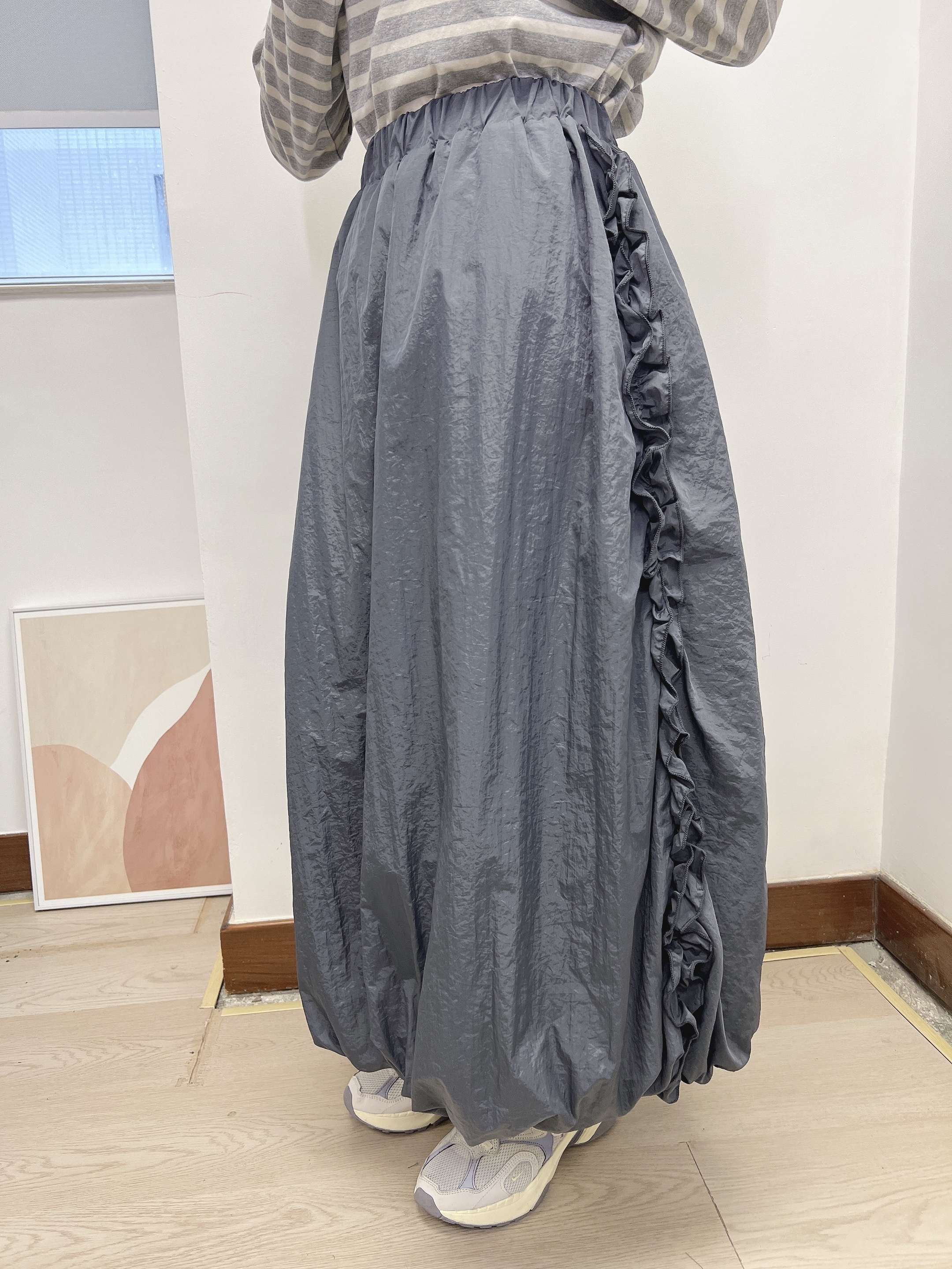 MA 側褶邊氣球中長半身裙