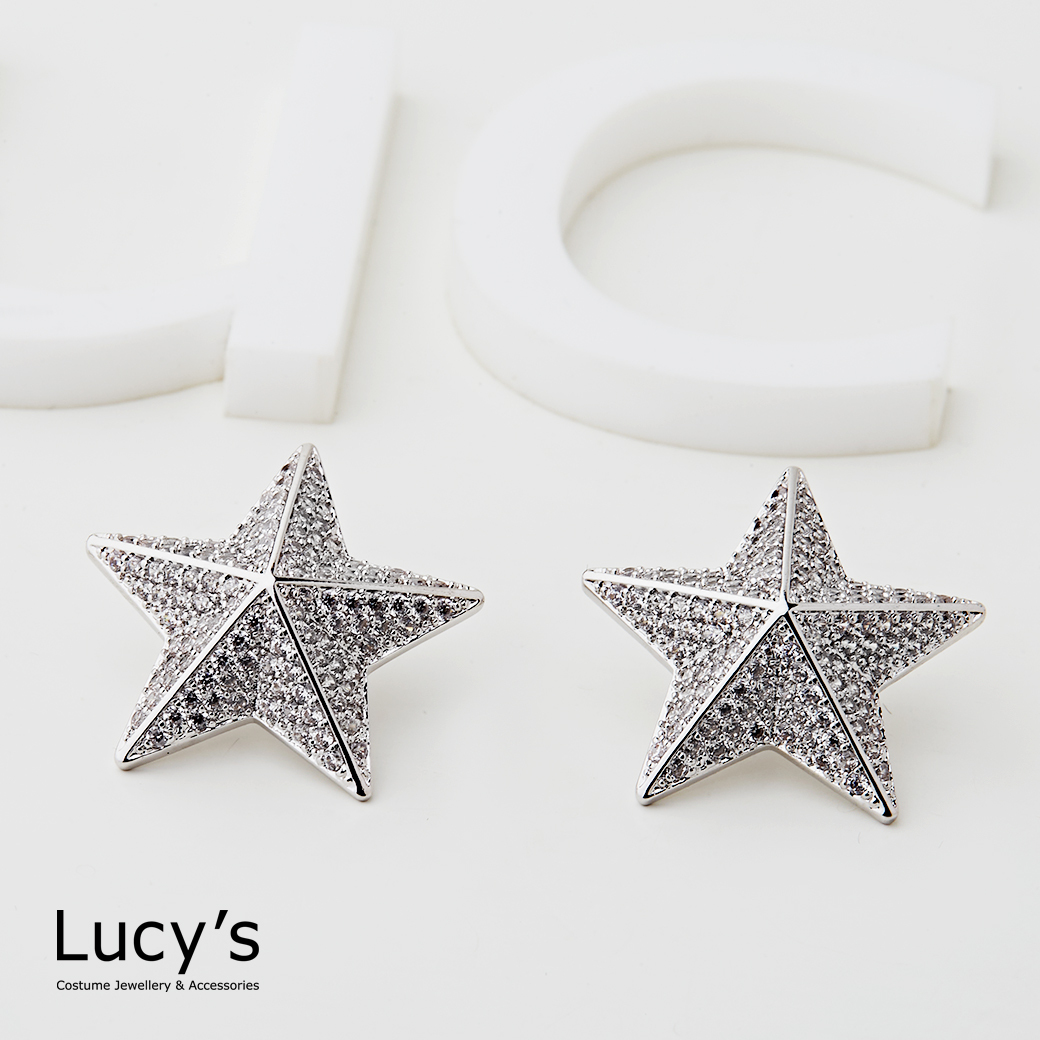 立體星鑽 耳環 (120328)