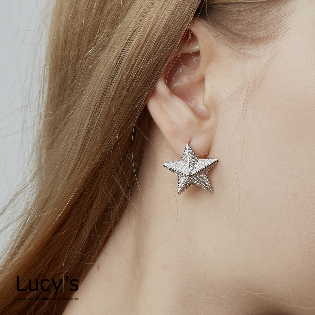 立體星鑽 耳環 (120328)