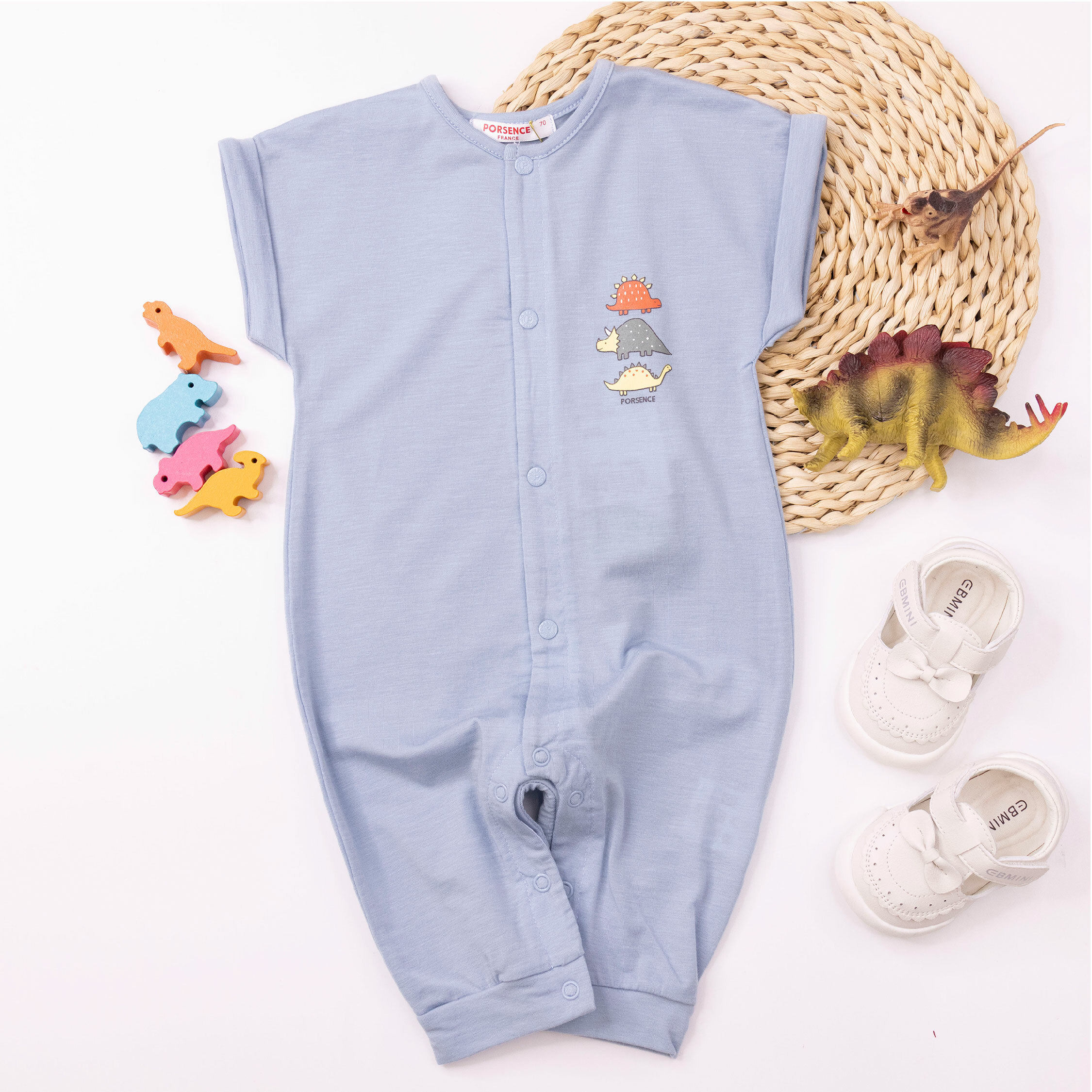 波紳士【12020】手繪小恐龍親膚天絲連身裝＊二色