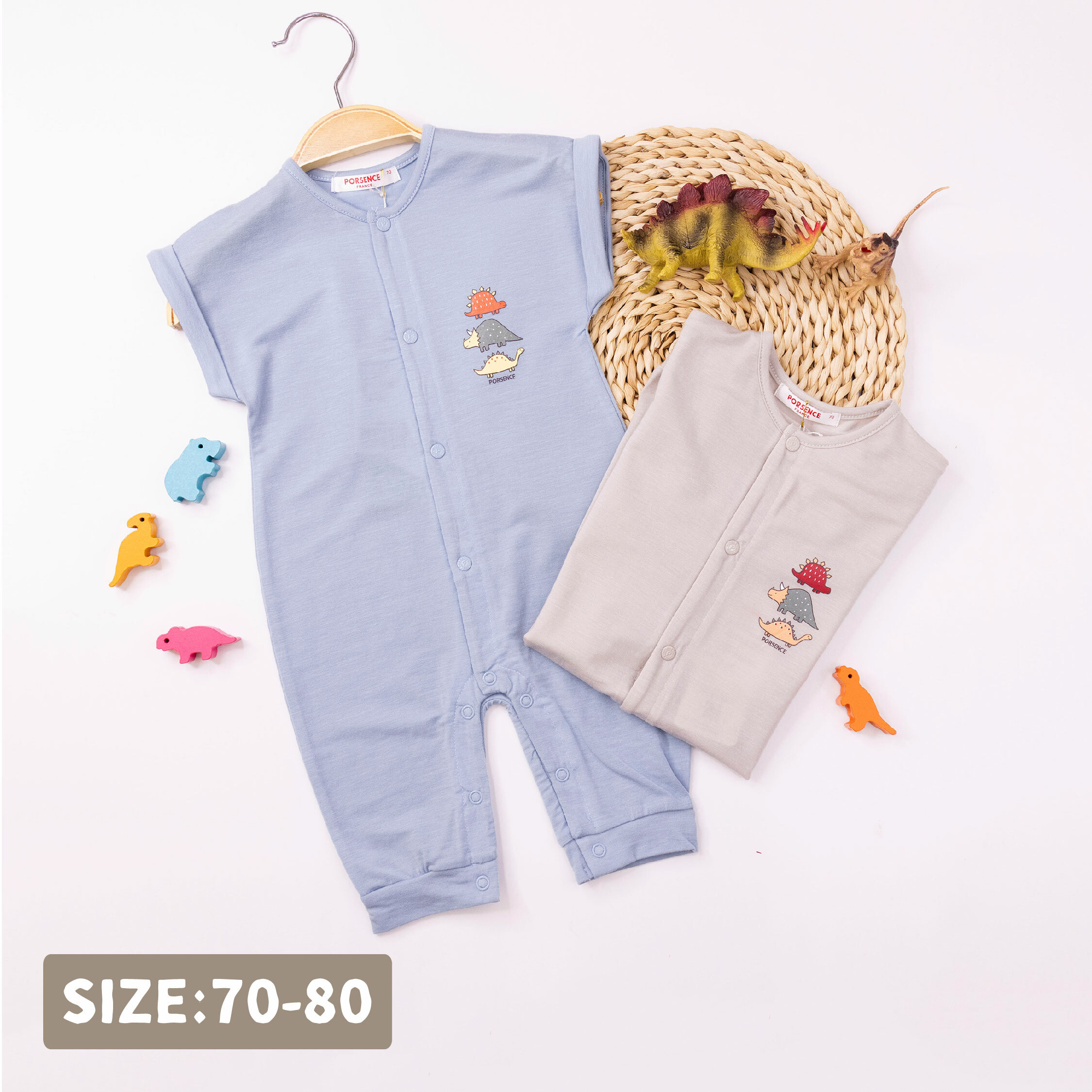 波紳士【12020】手繪小恐龍親膚天絲連身裝＊二色