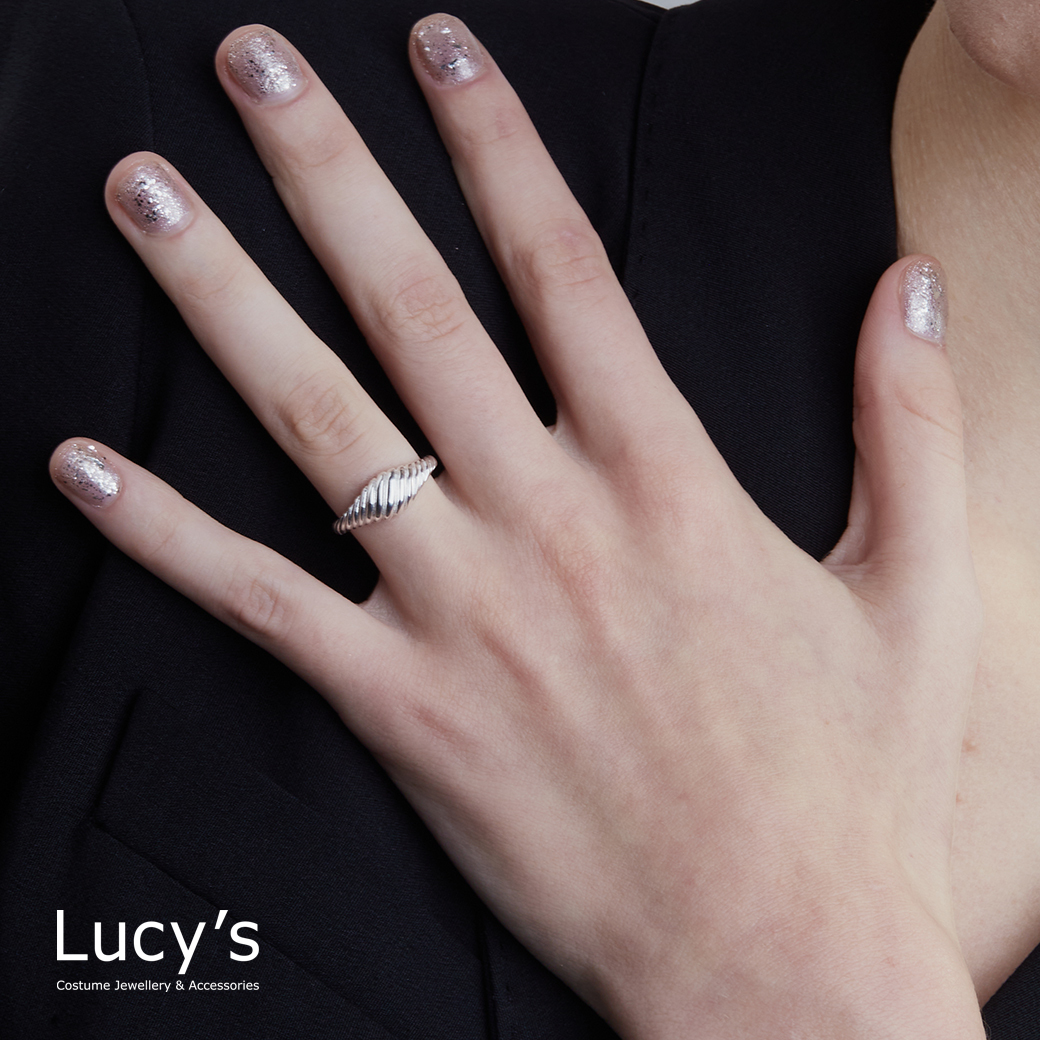 925純銀 旋轉螺紋 開口戒 (121004)