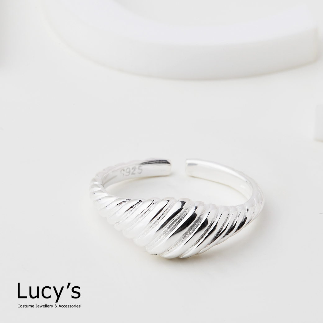 925純銀 旋轉螺紋 開口戒 (121004)