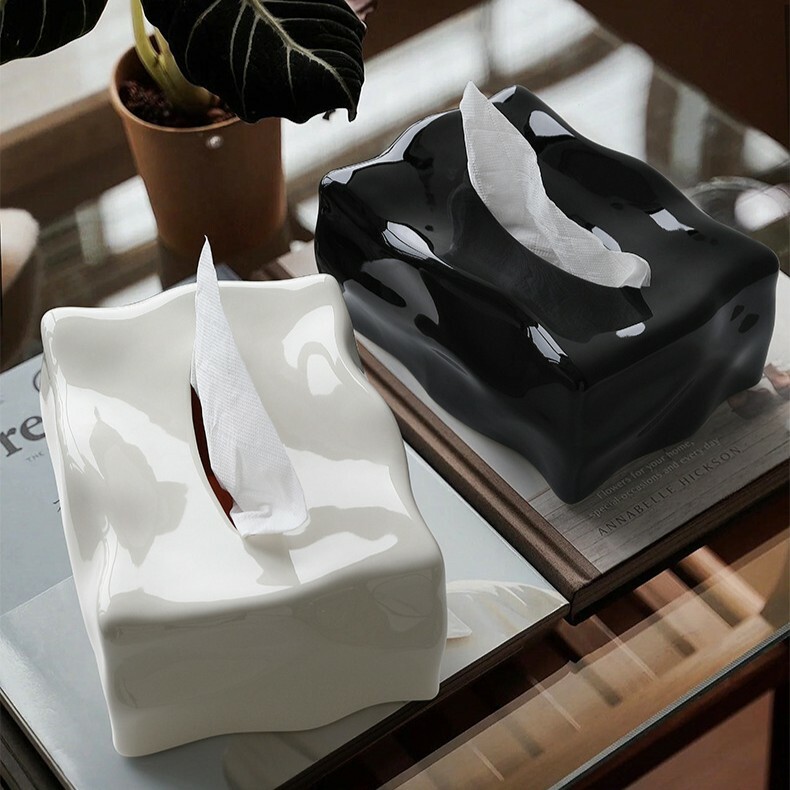 《5720》高級質感奶油不規則陶瓷面紙盒