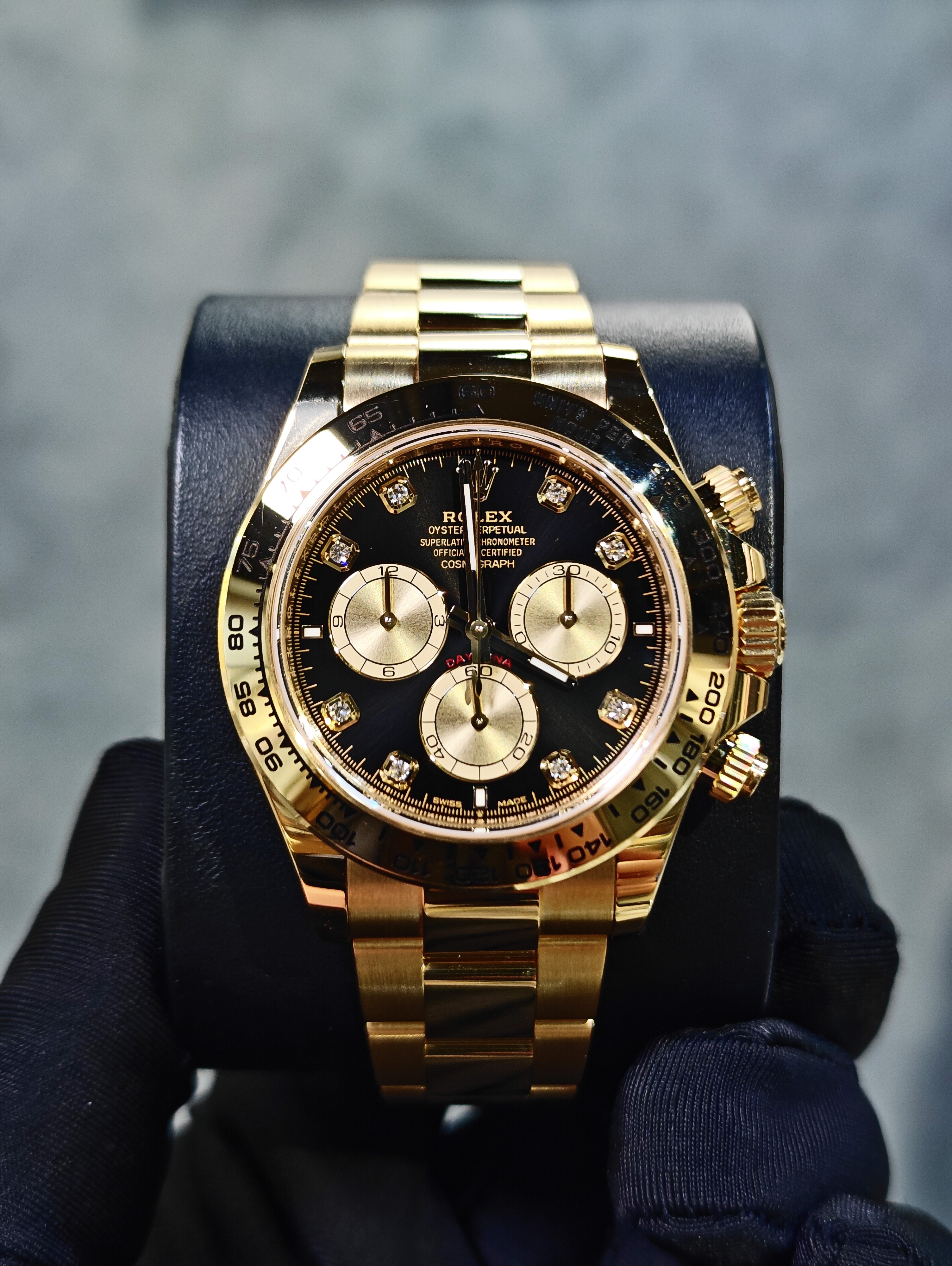 全新勞力士126508g 126508 COSMOGRAPH DAYTONA 新鑲鑽黑色面蠔式40毫米腕錶