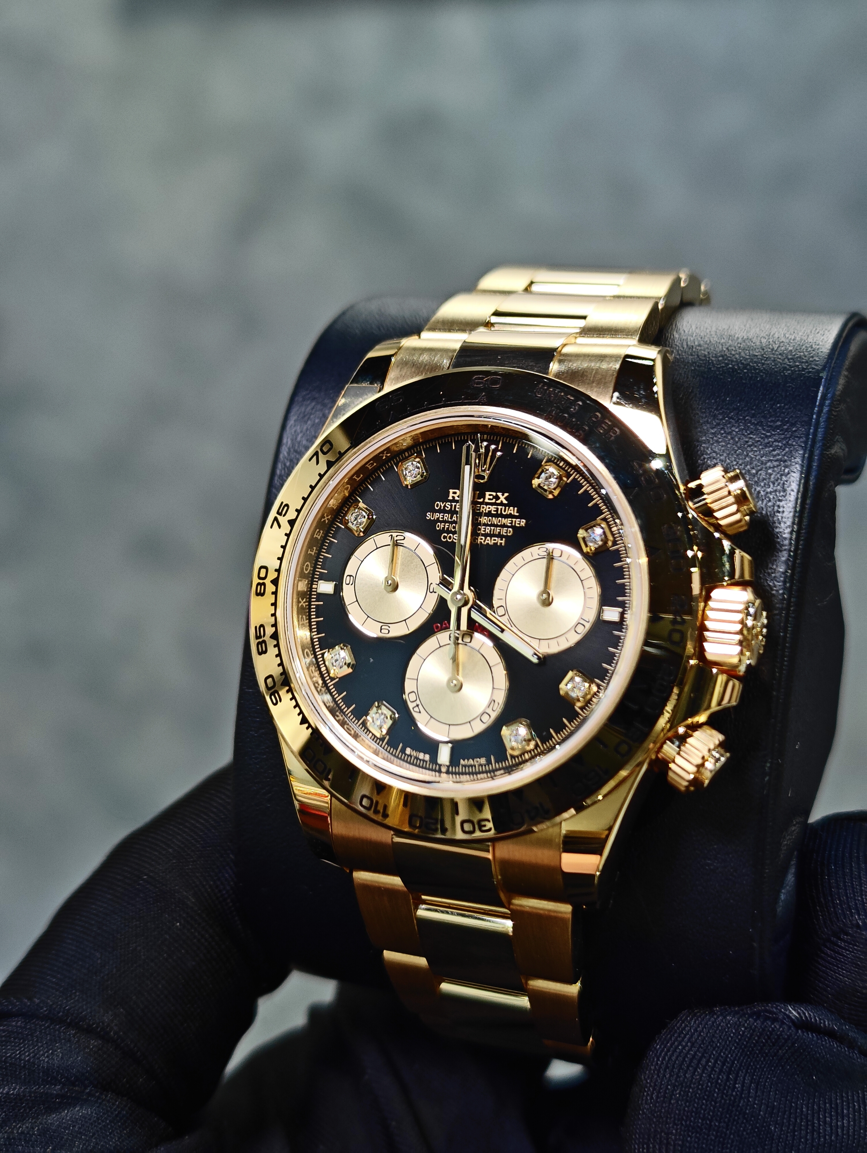 全新勞力士126508g 126508 COSMOGRAPH DAYTONA 新鑲鑽黑色面蠔式40毫米腕錶