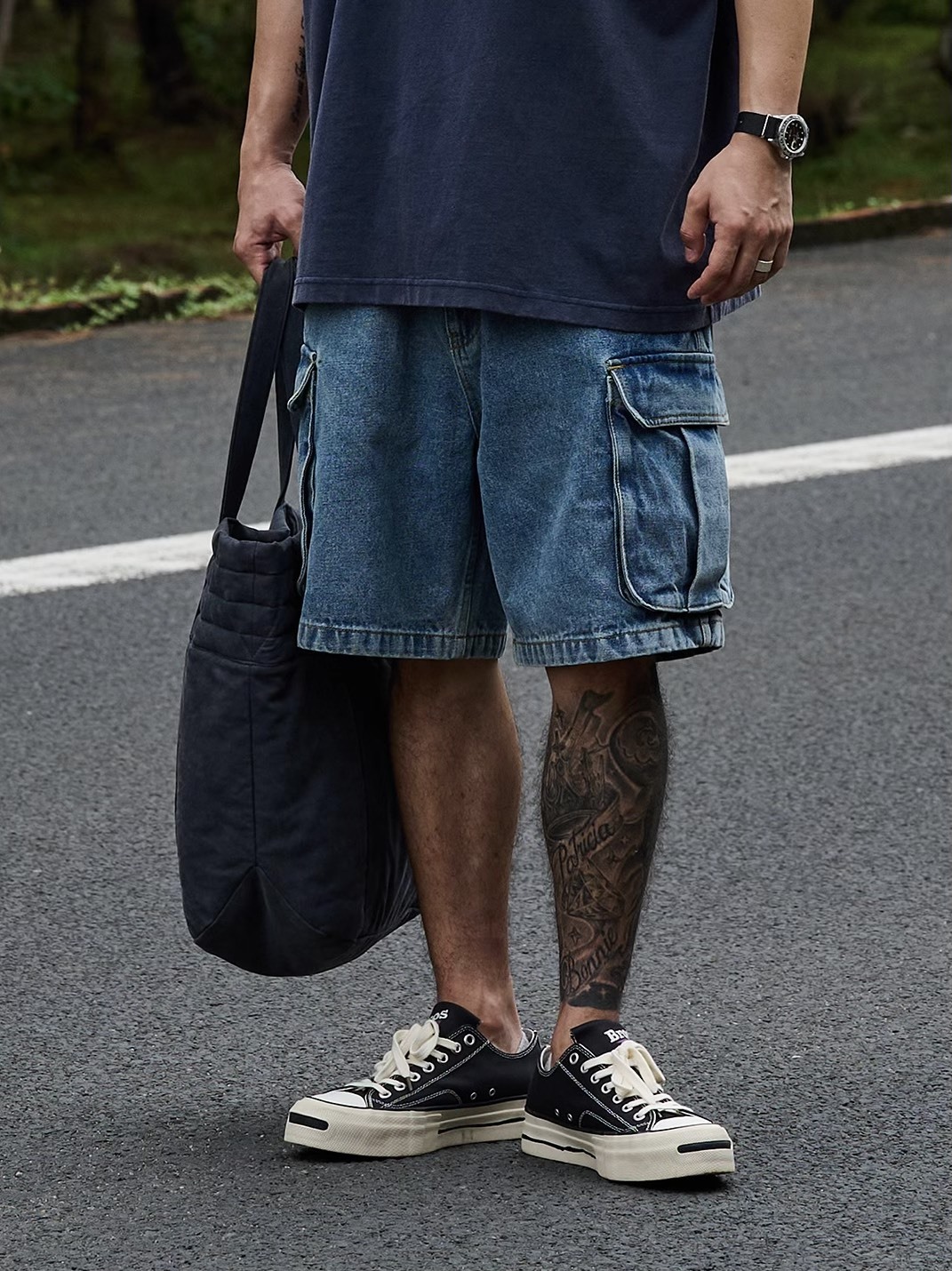 #預購 Broshood 25SS 水洗做舊工裝牛仔短褲