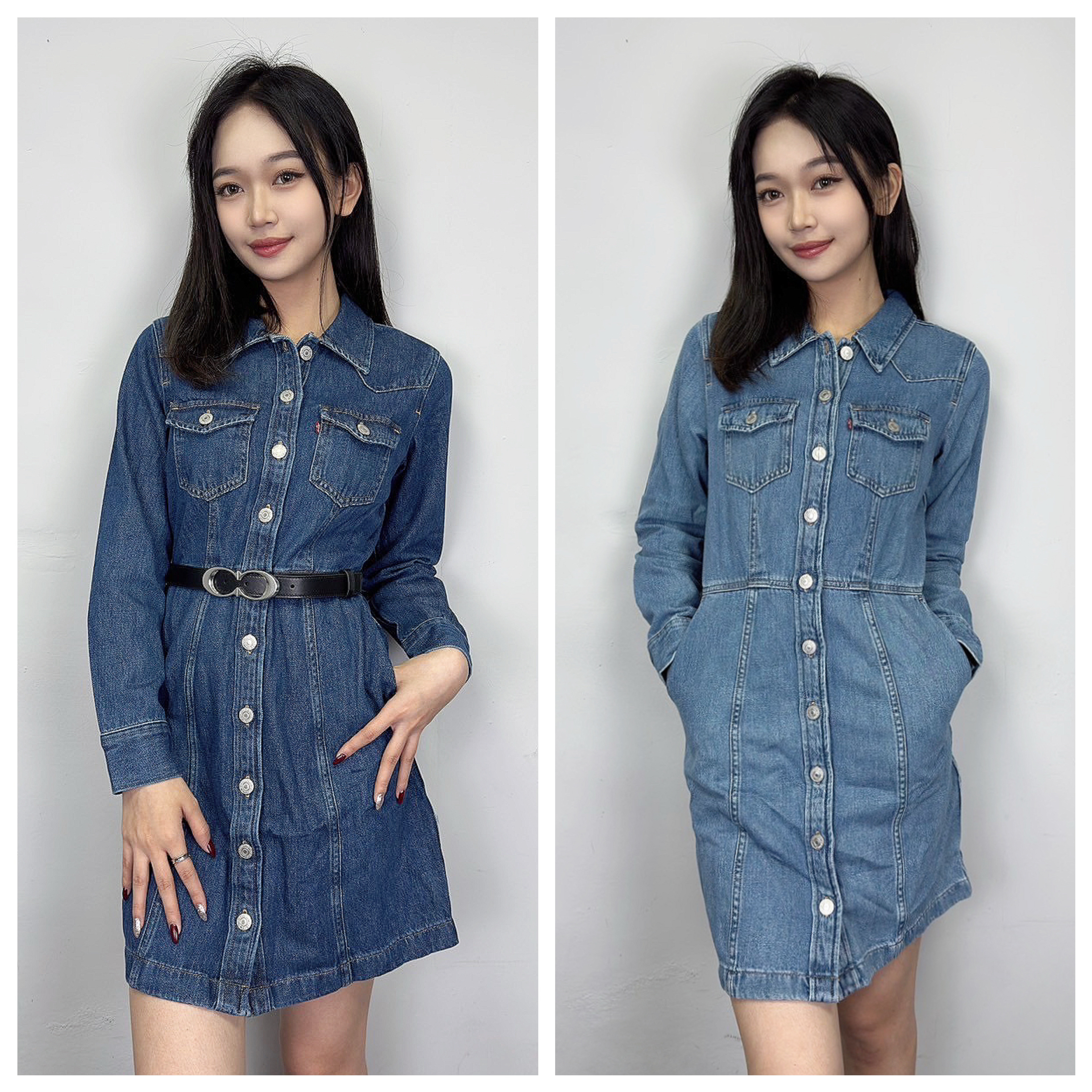 Levis 女款 長版 牛仔襯衫 洋裝