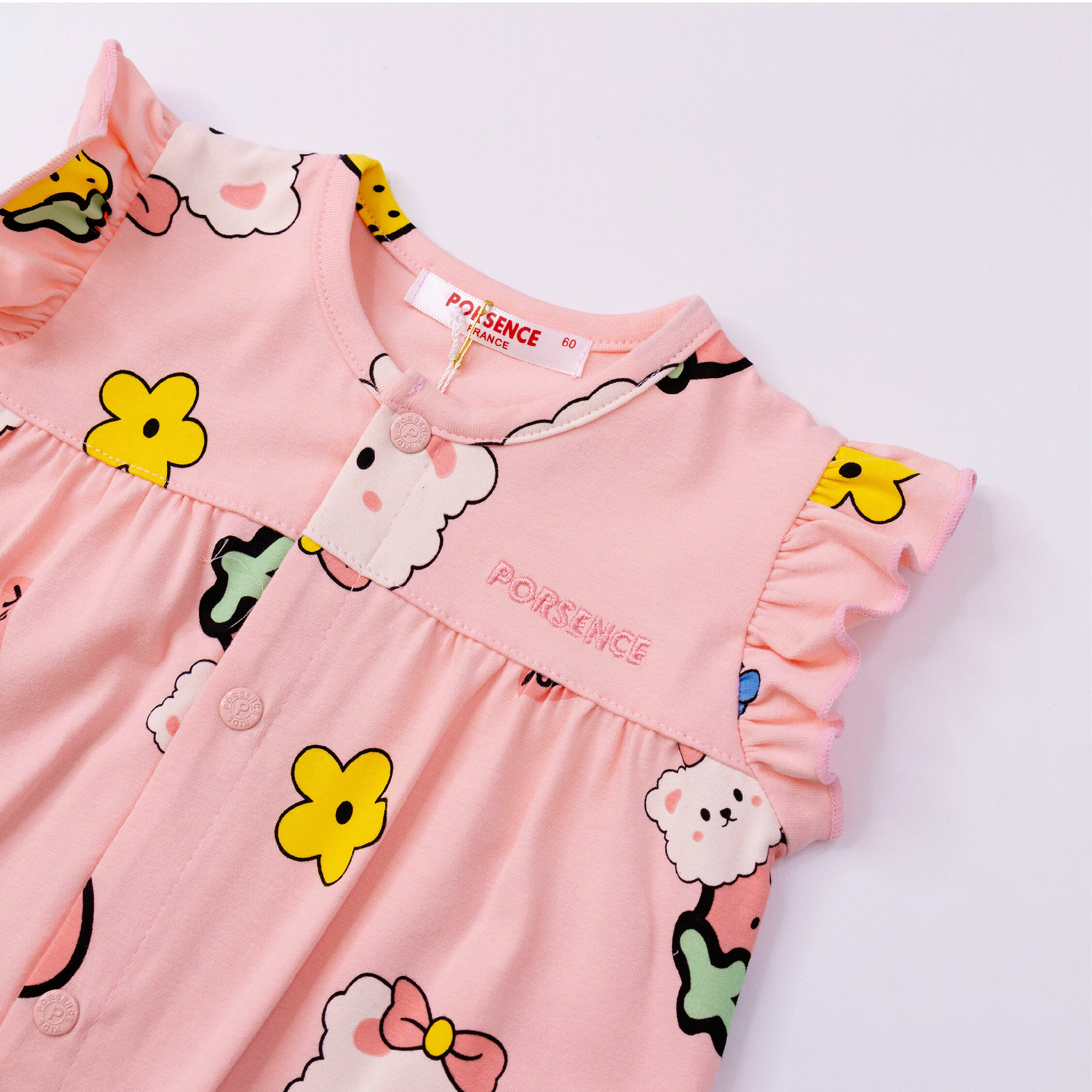 波紳士【12021】粉嫩可愛動物荷葉袖連身衣＊二色