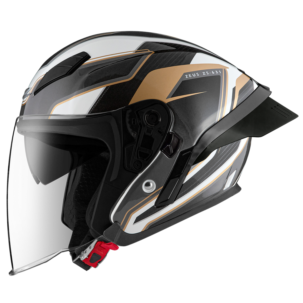 ZEUS ZS-631 BS1 白/金 彩繪 四分之三 半罩式  大鴨尾