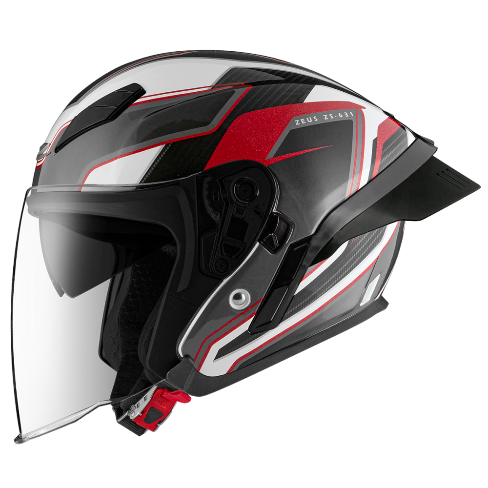 ZEUS ZS-631 BS1 白/紅 彩繪 四分之三 半罩式  大鴨尾